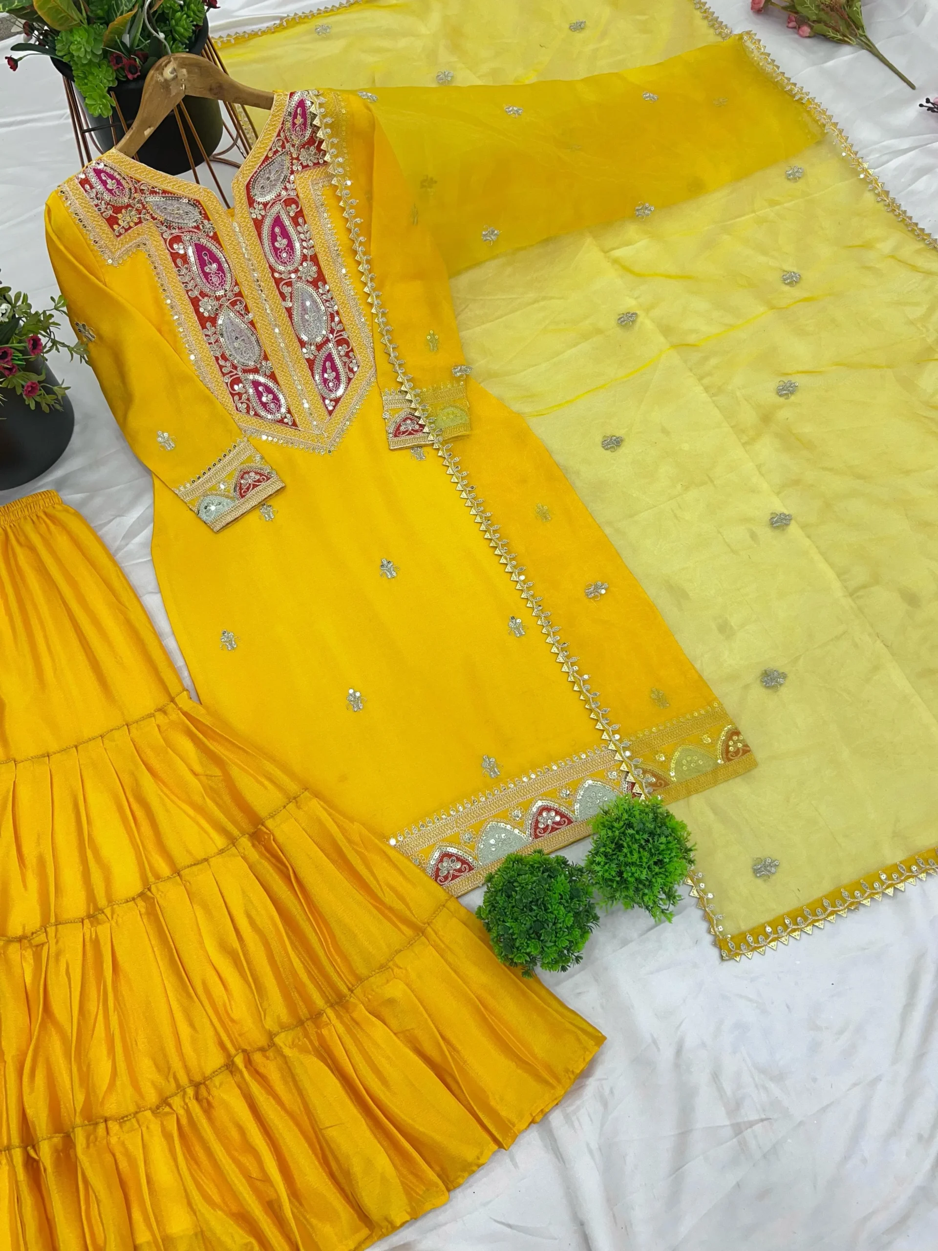 Designer Yellow Color Gharara Suit For Haldi Function