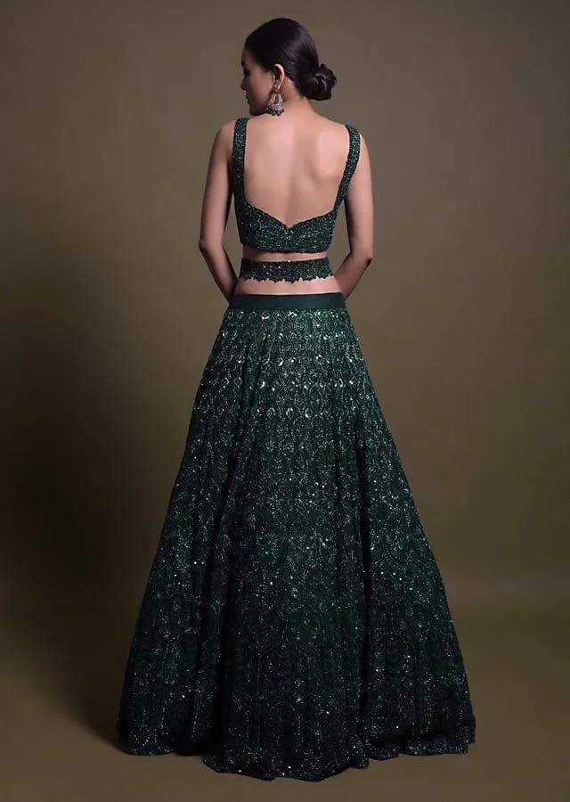 Embellished Green Wedding Wear Girly Lehenga