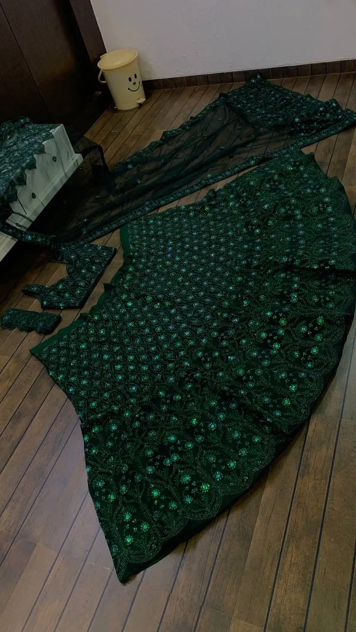 Embellished Green Wedding Wear Girly Lehenga