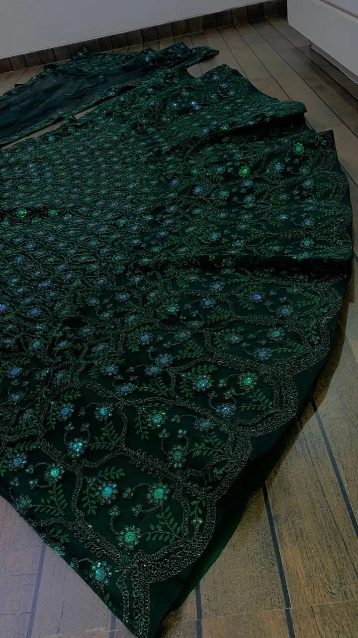 Embellished Green Wedding Wear Girly Lehenga