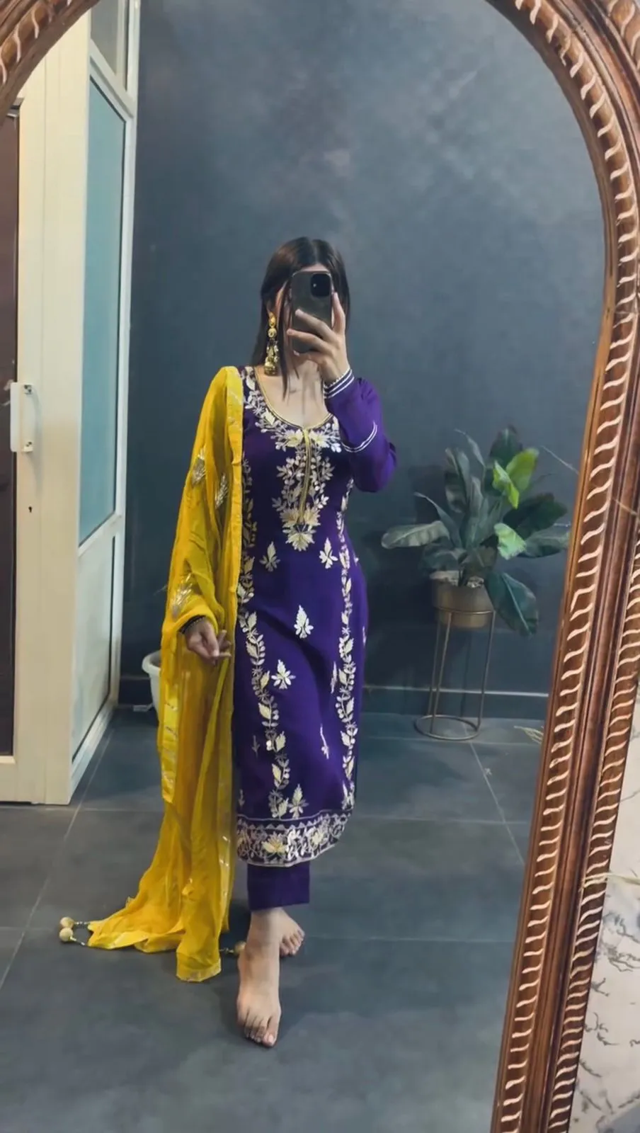 Exclusive Readymade Straight Salwar Suit With Heavy Embroidery