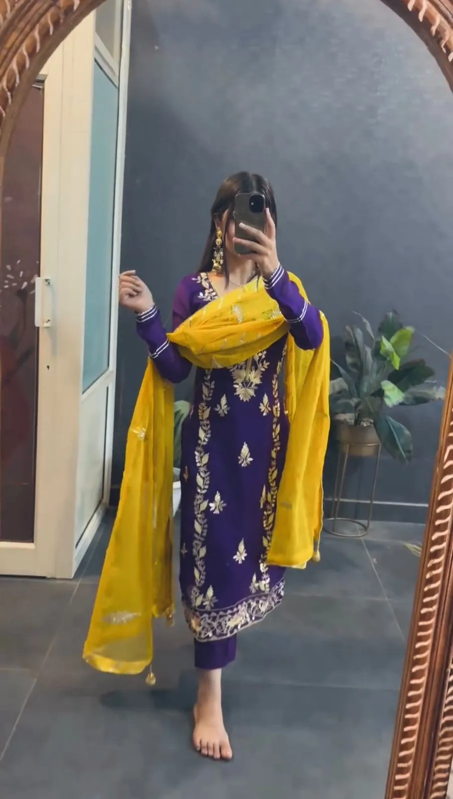 Exclusive Readymade Straight Salwar Suit With Heavy Embroidery