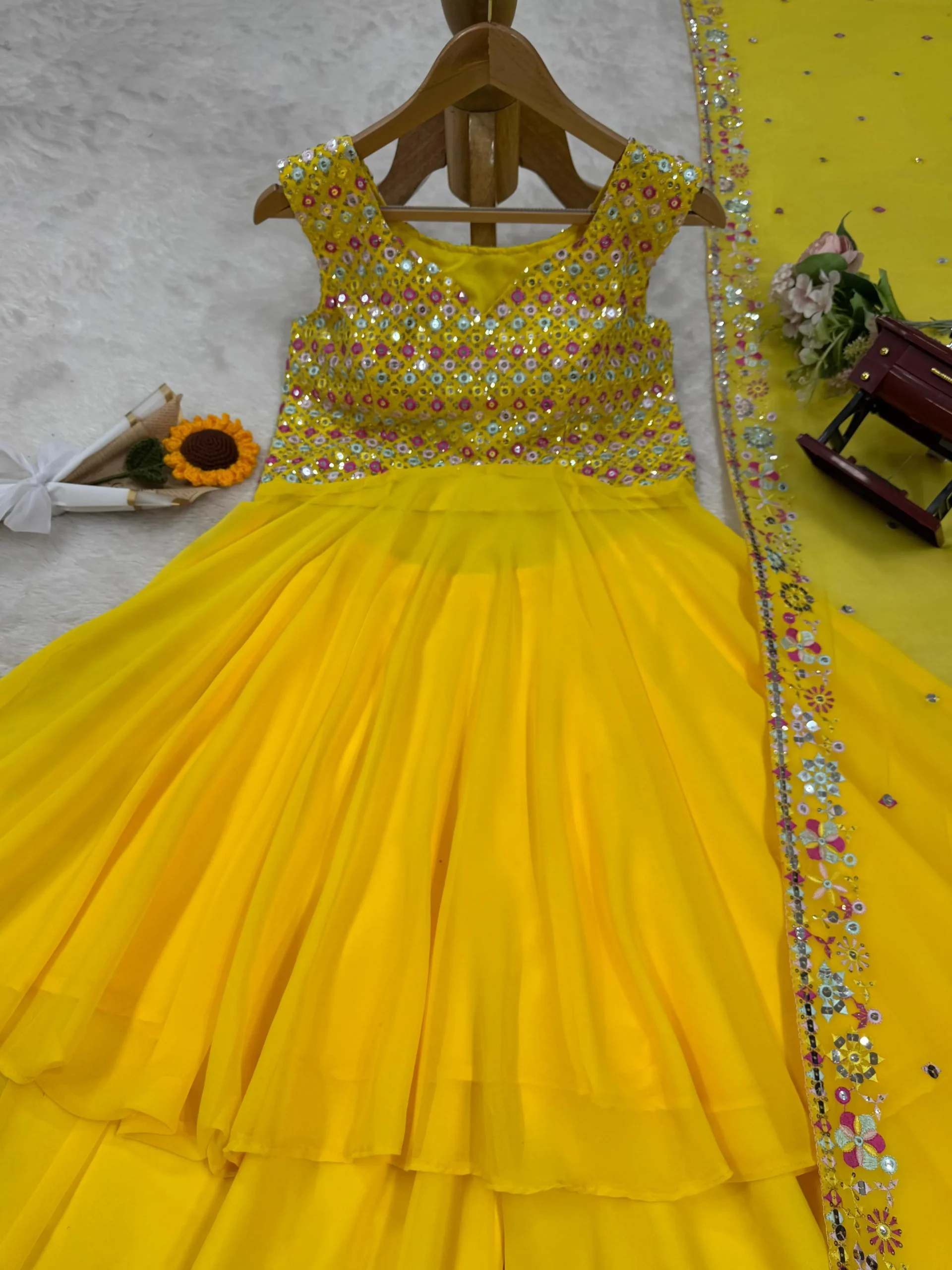 Fashionable Yellow Plazzo Suit For Haldi Function