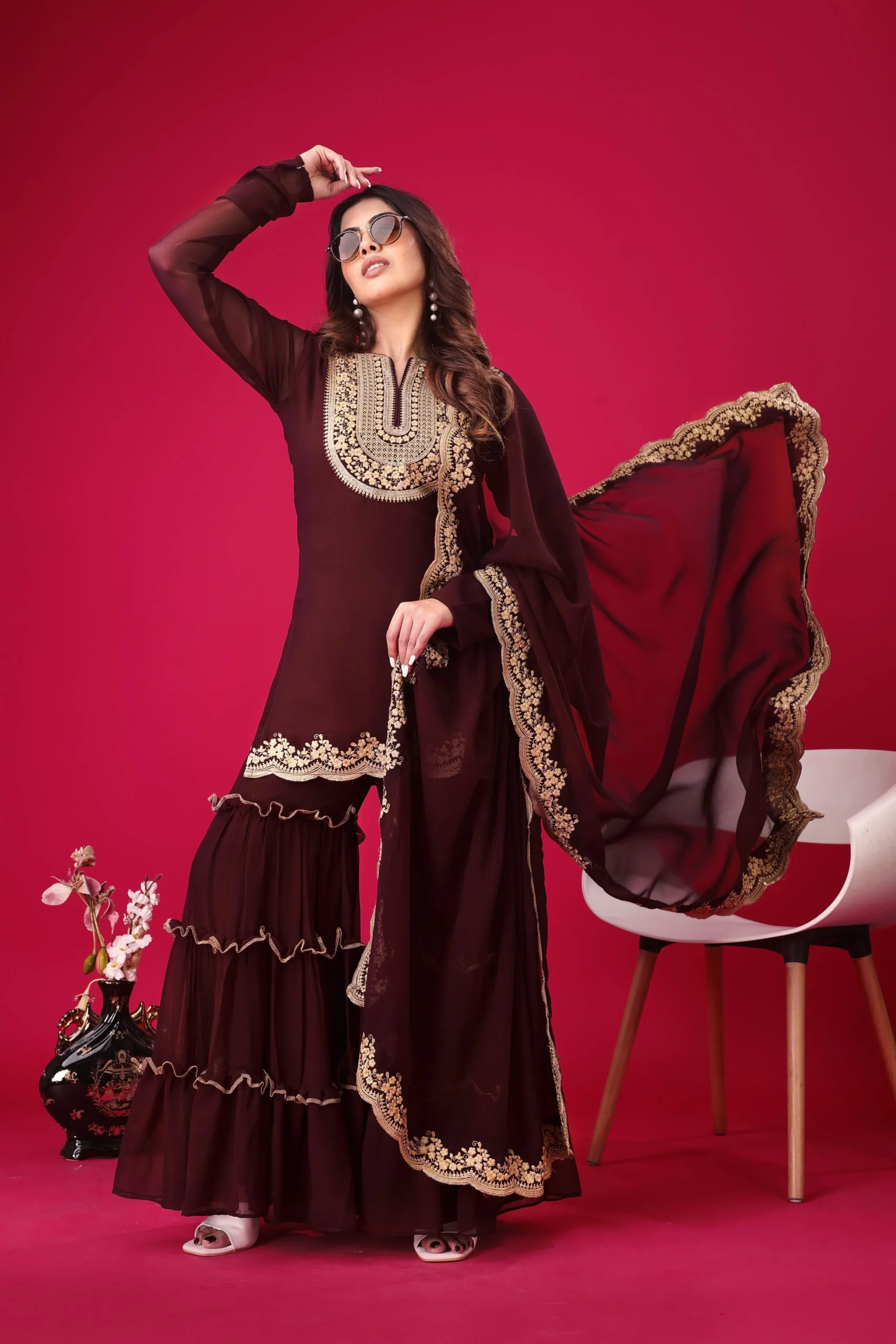 Faux Georgette Sharara Suit For Wedding