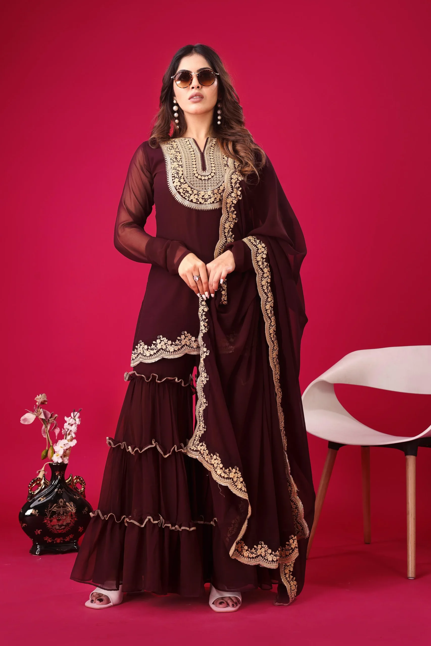 Faux Georgette Sharara Suit For Wedding