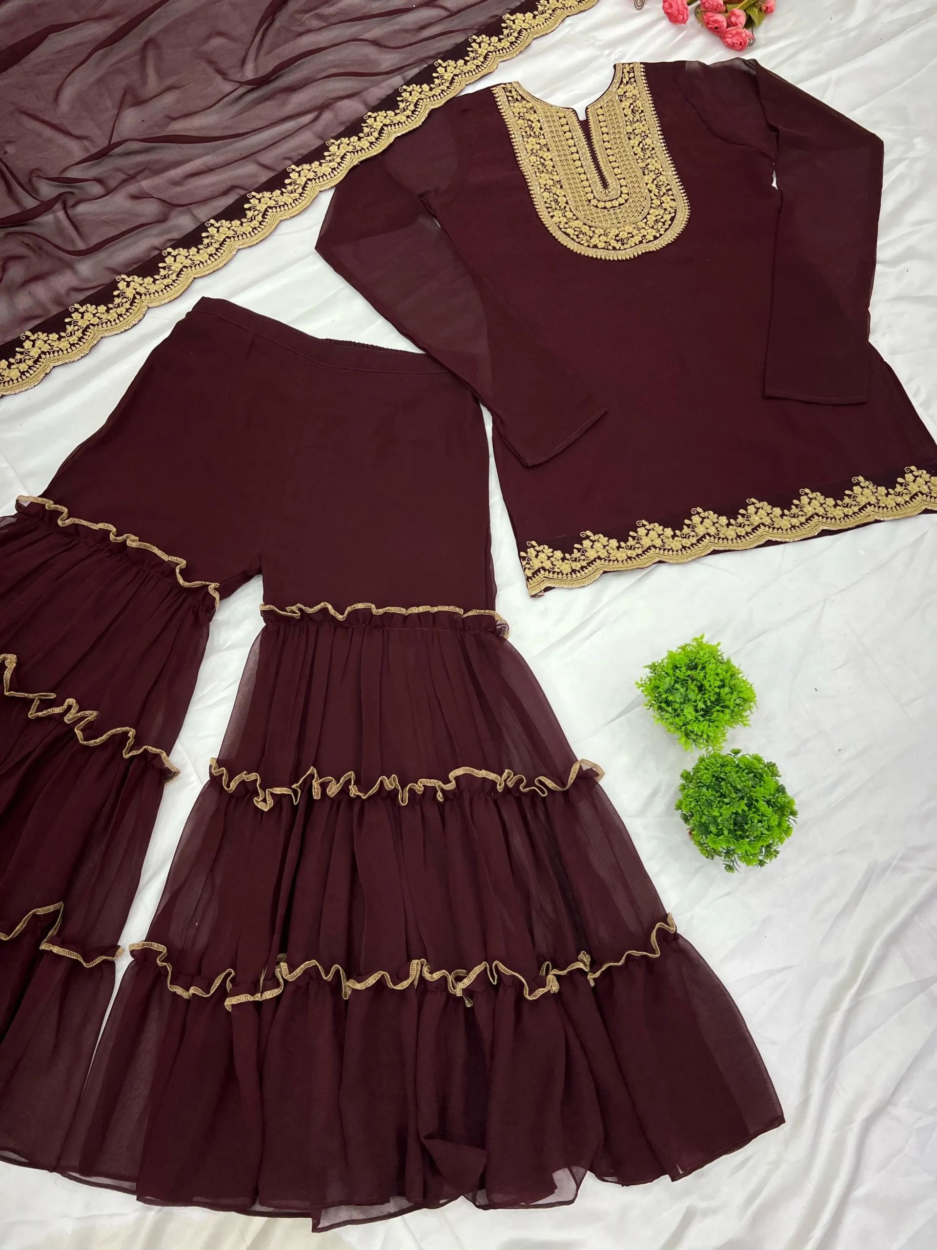 Faux Georgette Sharara Suit For Wedding
