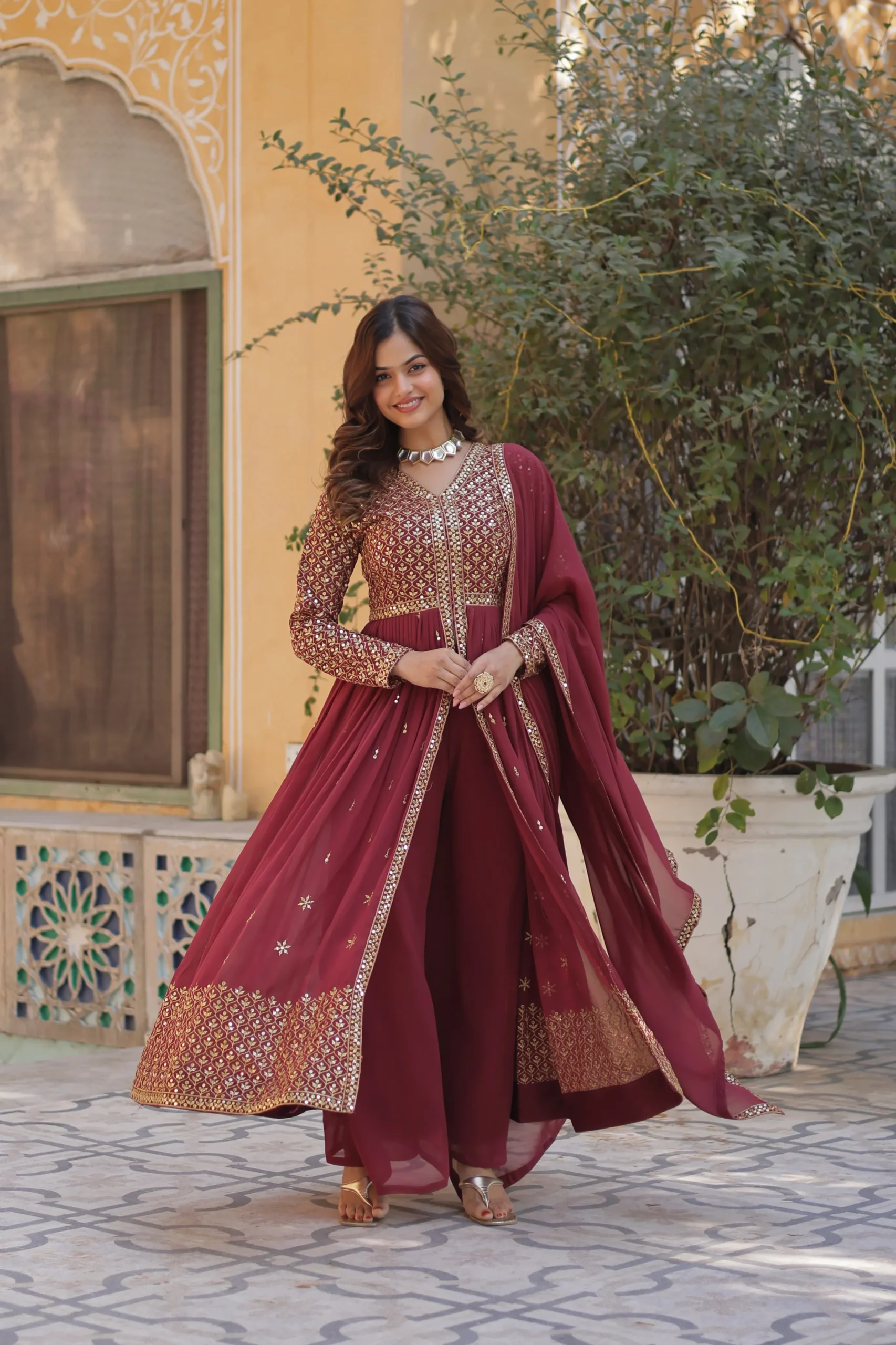 Festive Wear Slit Cut Anarkali Gown Set