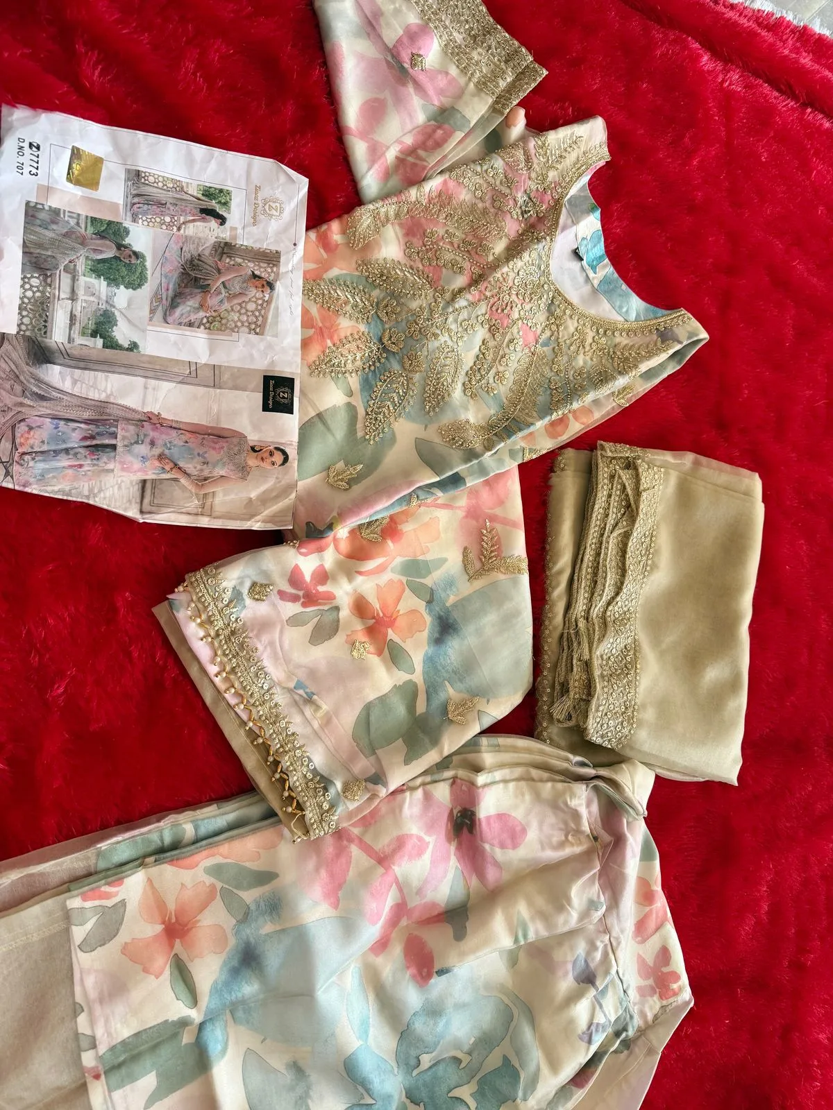 Floral Pakistani Plazzo Suit For Women
