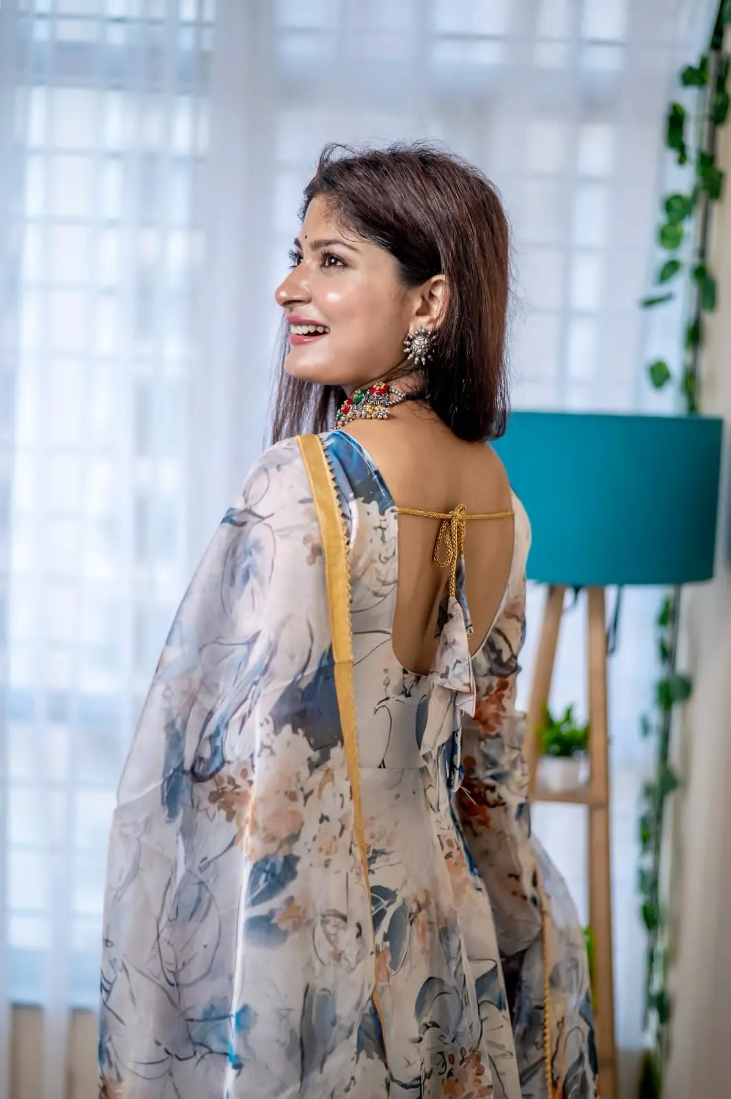 Floral Printed 8 mtr Flair Gown Dupatta