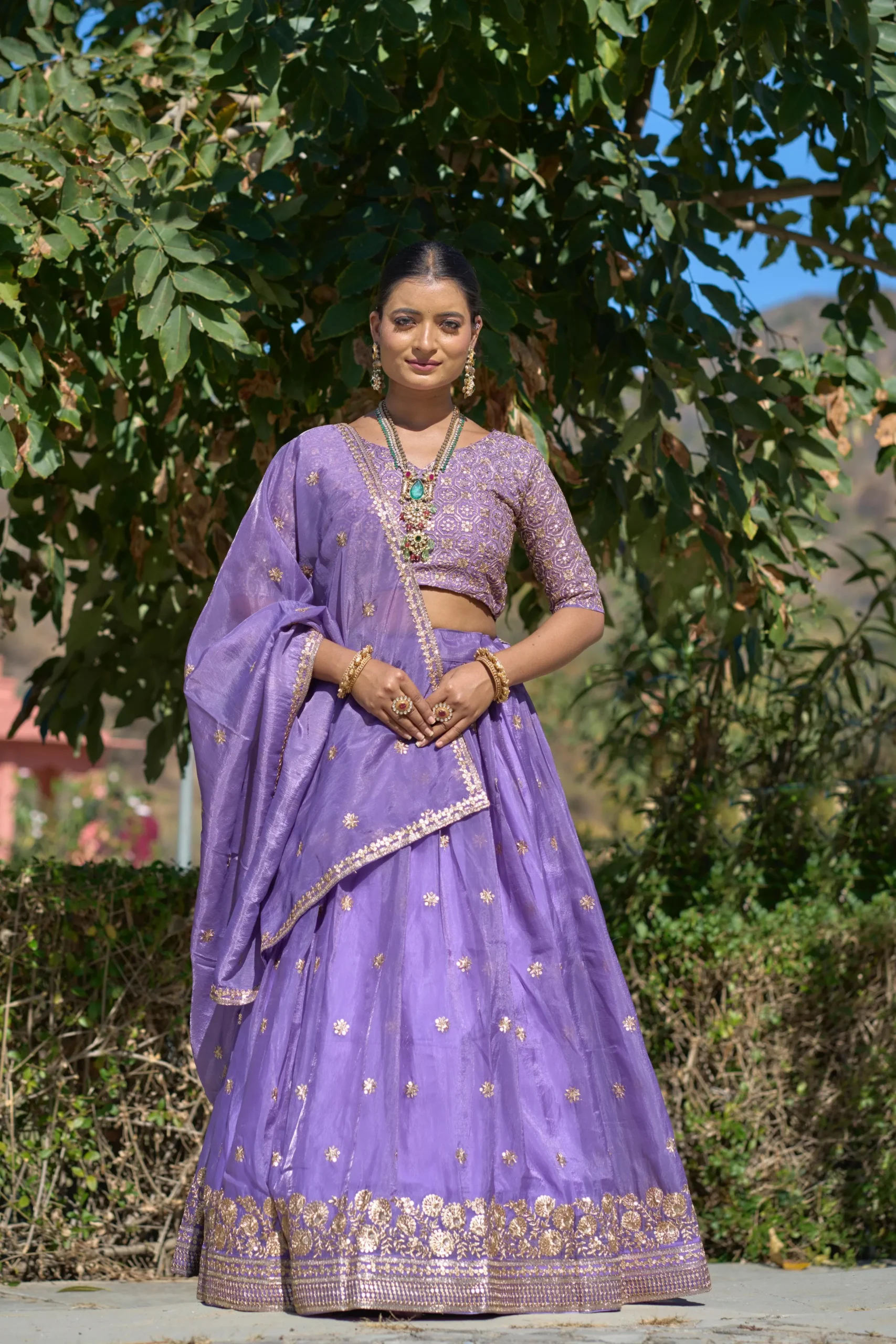Gold Crush Purple Embroidery Lehenga Collection For Wedding