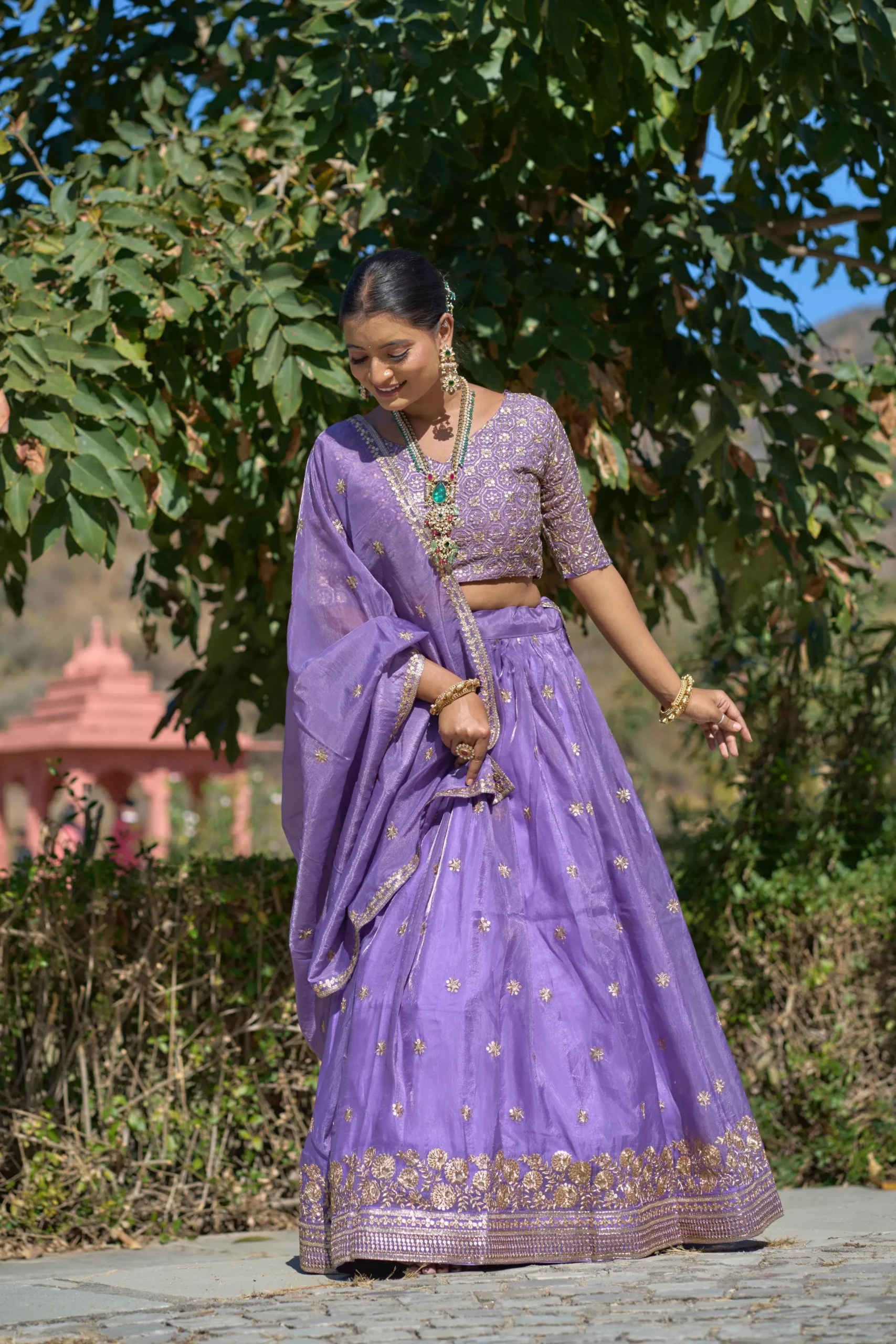 Gold Crush Purple Embroidery Lehenga Collection For Wedding