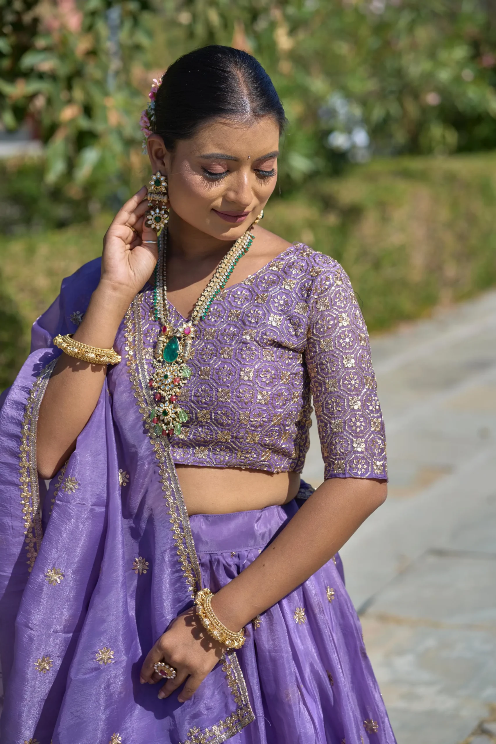 Gold Crush Purple Embroidery Lehenga Collection For Wedding