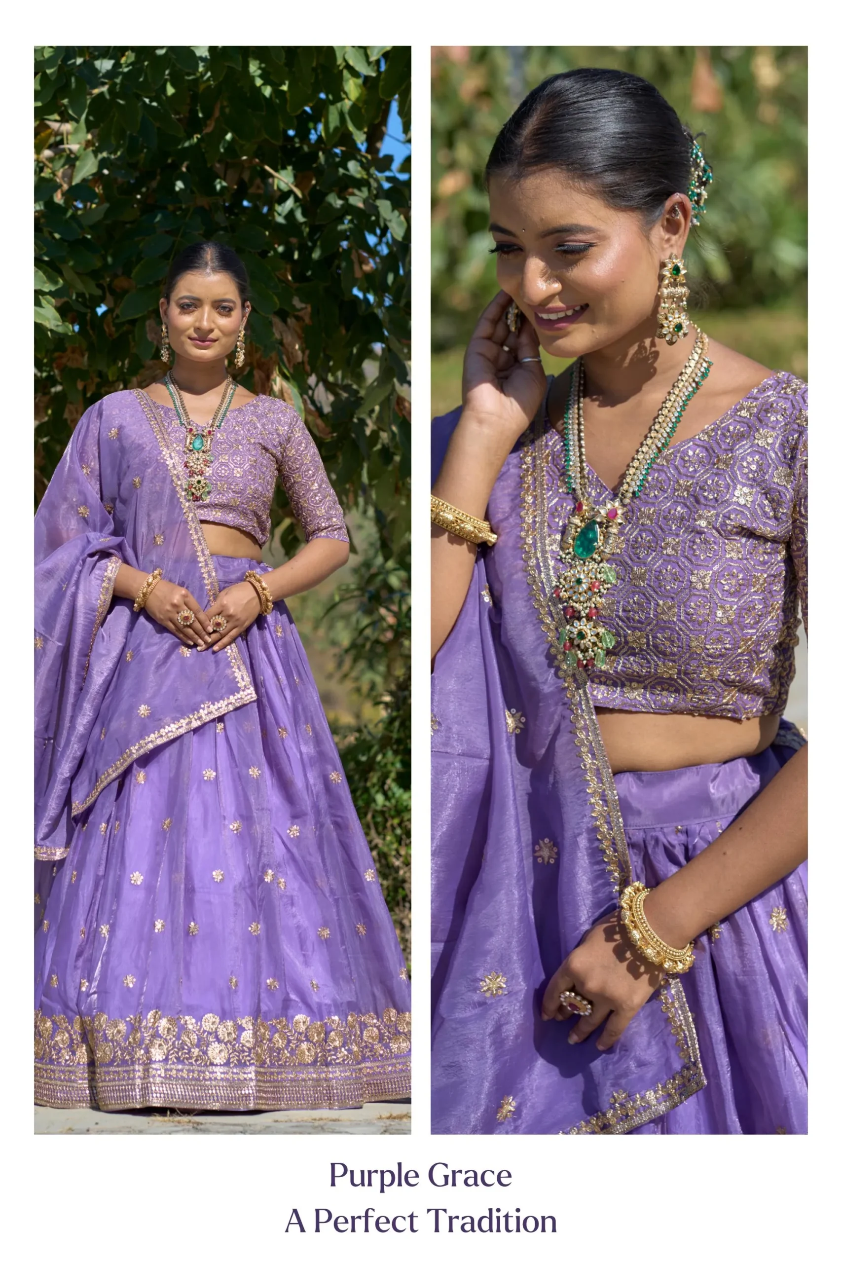 Gold Crush Purple Embroidery Lehenga Collection For Wedding