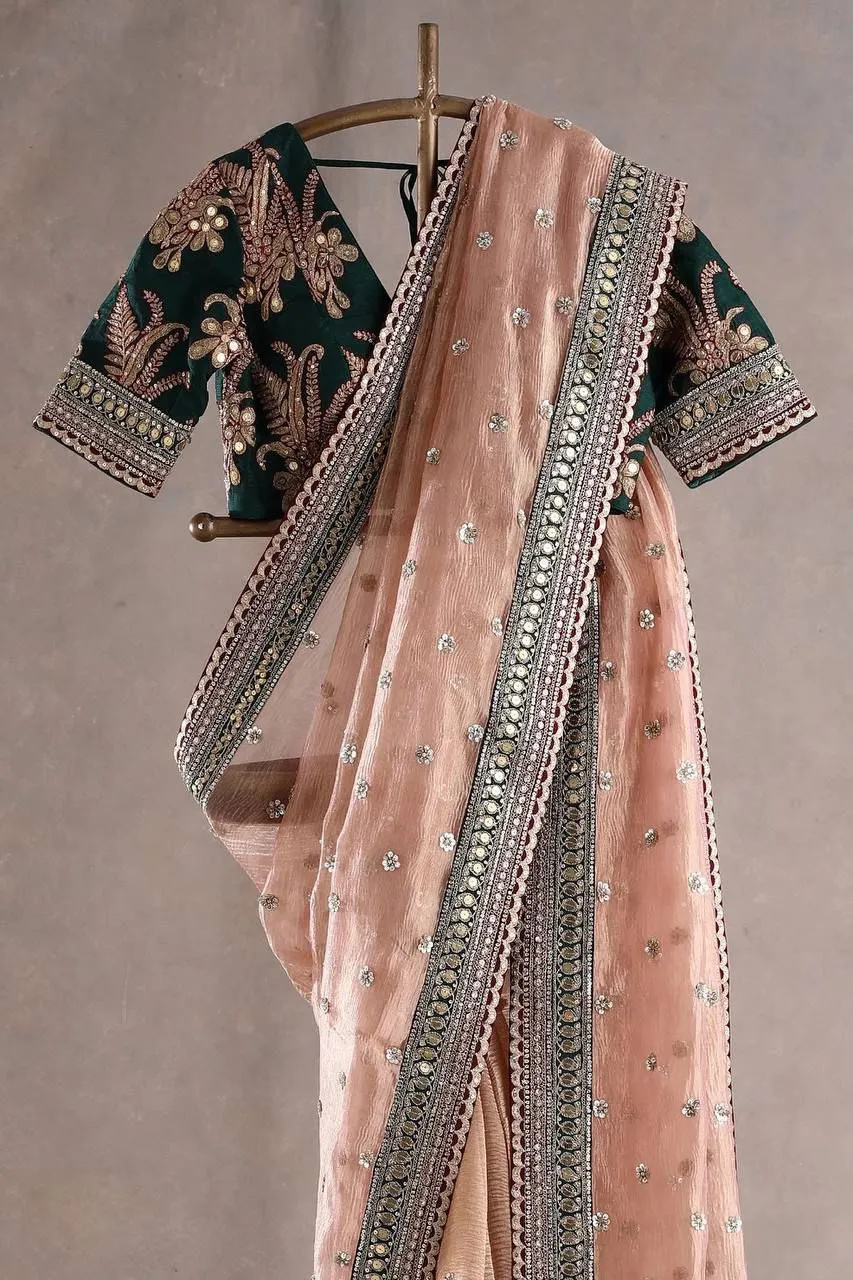 Heavy Embroidery Party Wear Saree For Women