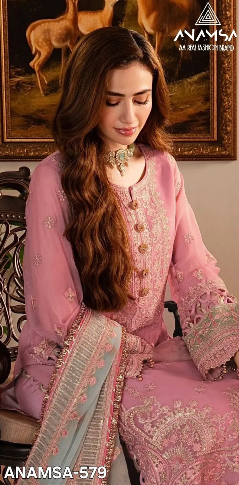 Heavy Embroidery Pink Pakistani Dress For Eid
