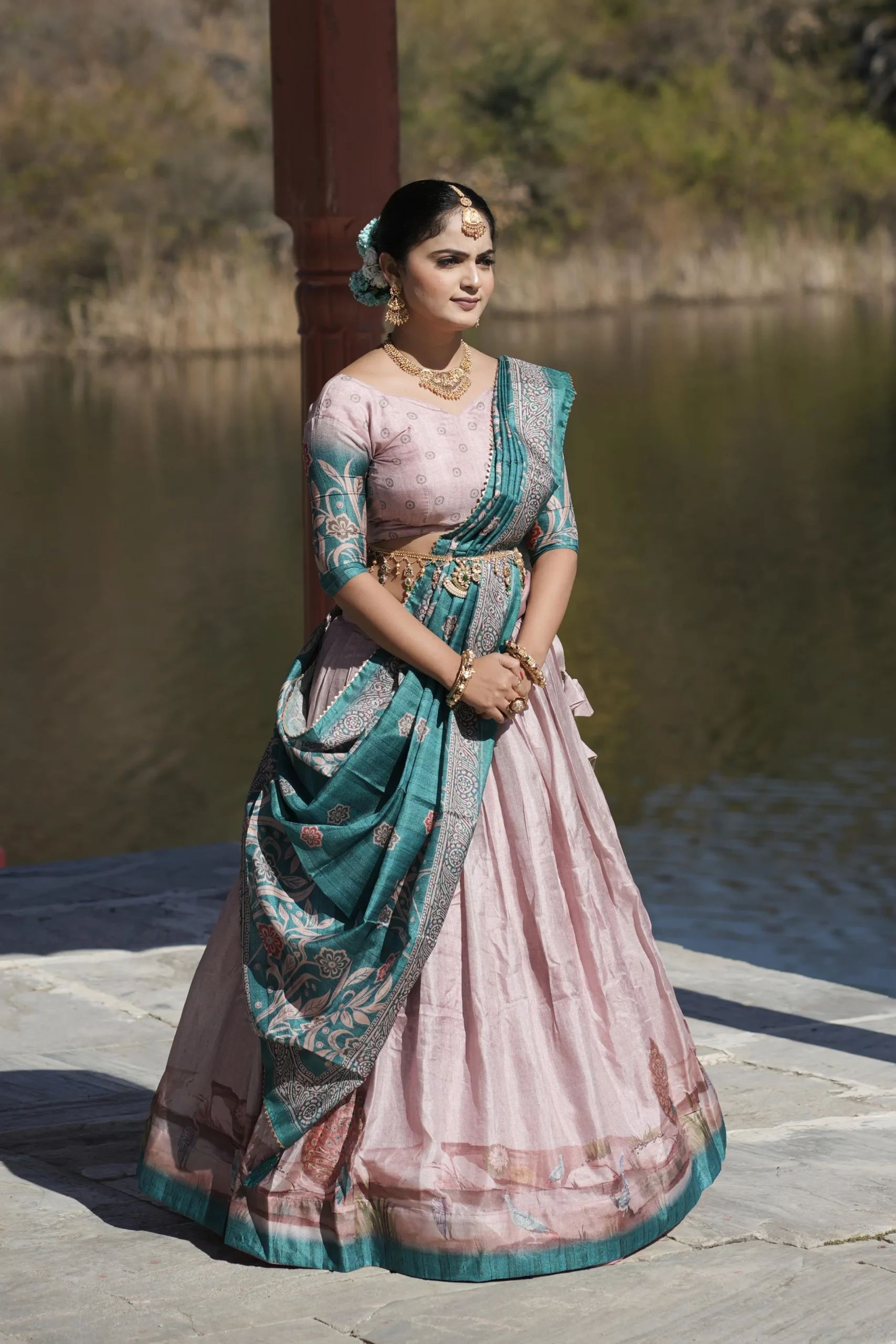 Kalamkari Peacock Printed Lehenga Choli For Wedding