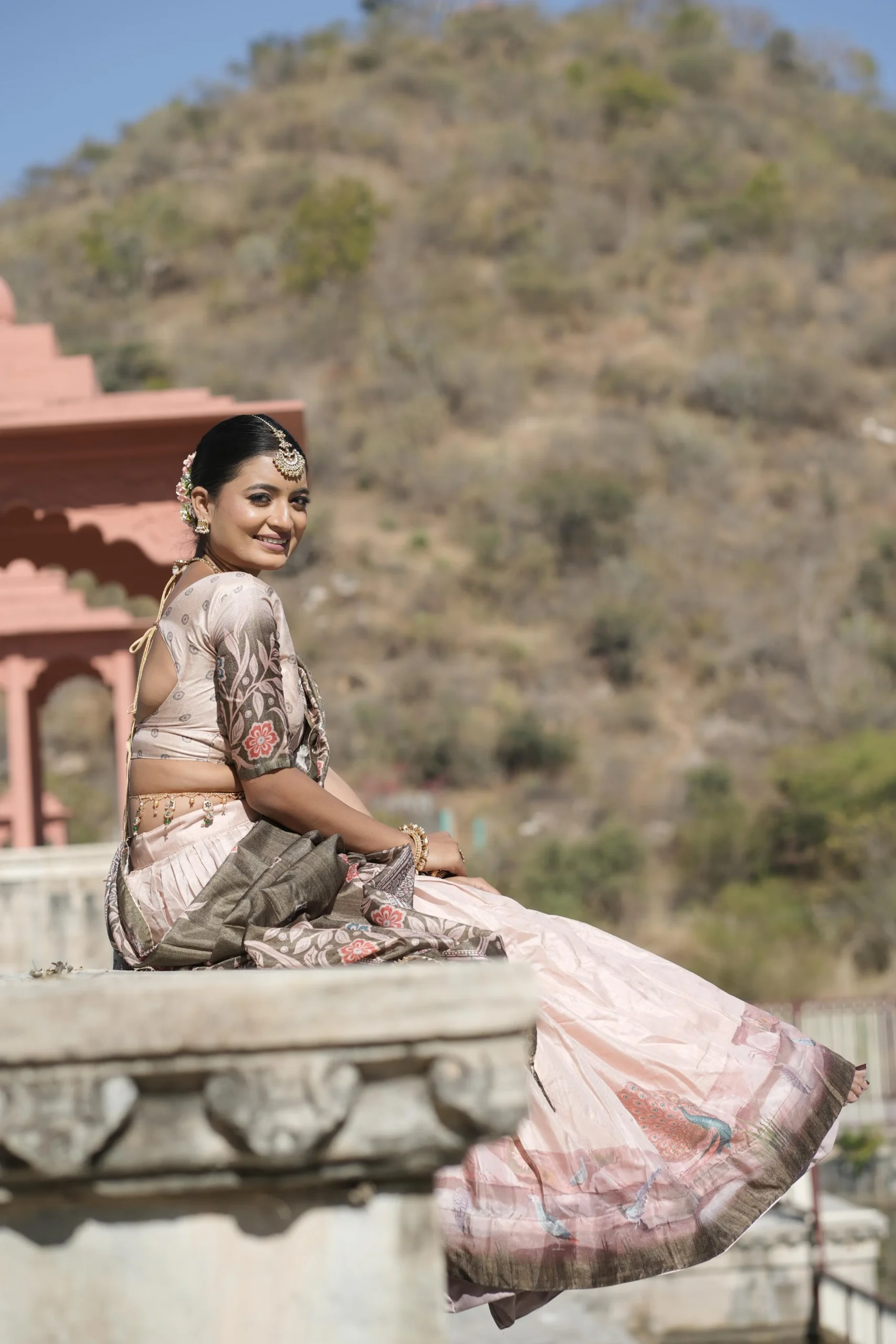 Kalamkari Peacock Printed Lehenga Choli For Wedding