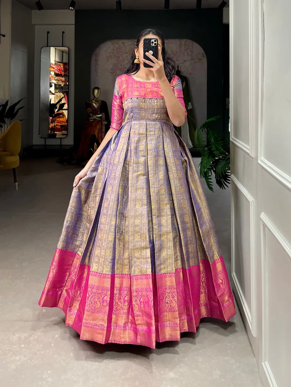 Kanjivaram Silk Readymade Gown