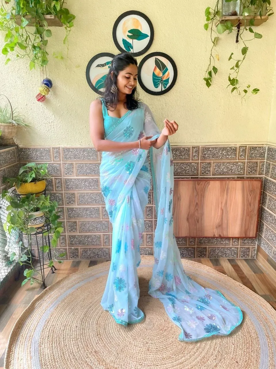 Multi Colour Sequins Saree Collection