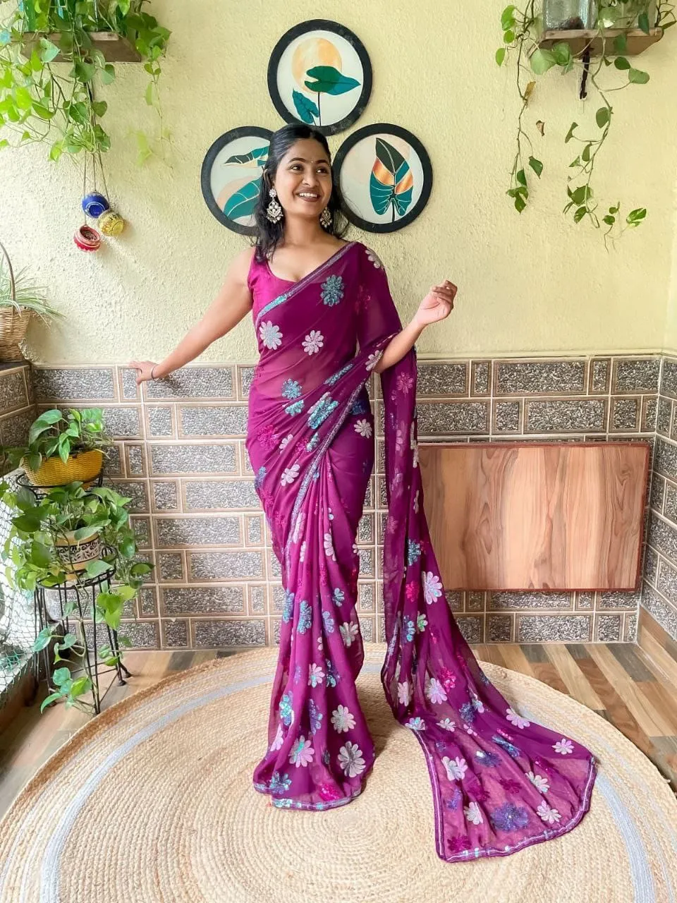 Multi Colour Sequins Saree Collection