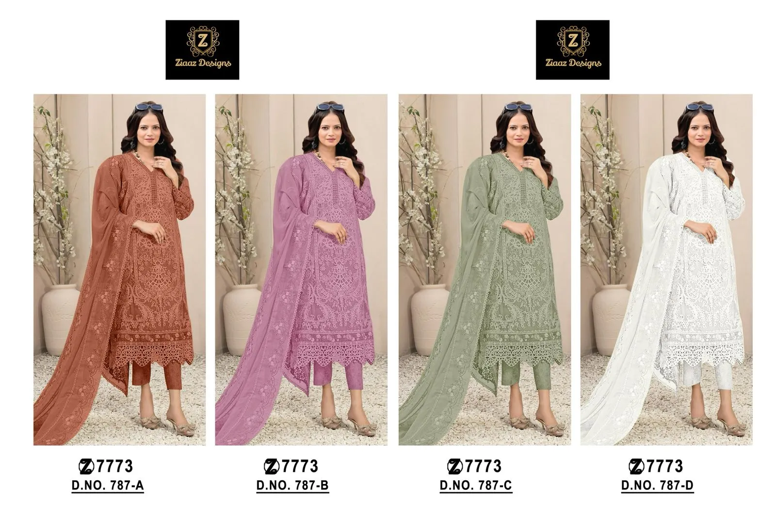 Organza Cut Work Pakistani Suit For Ramzan Eid