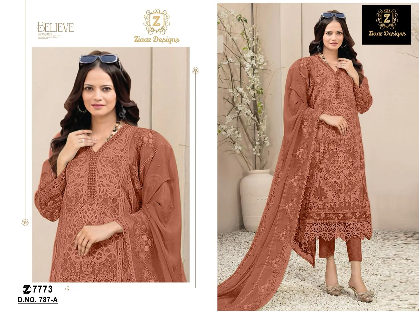 Organza Cut Work Pakistani Suit For Ramzan Eid