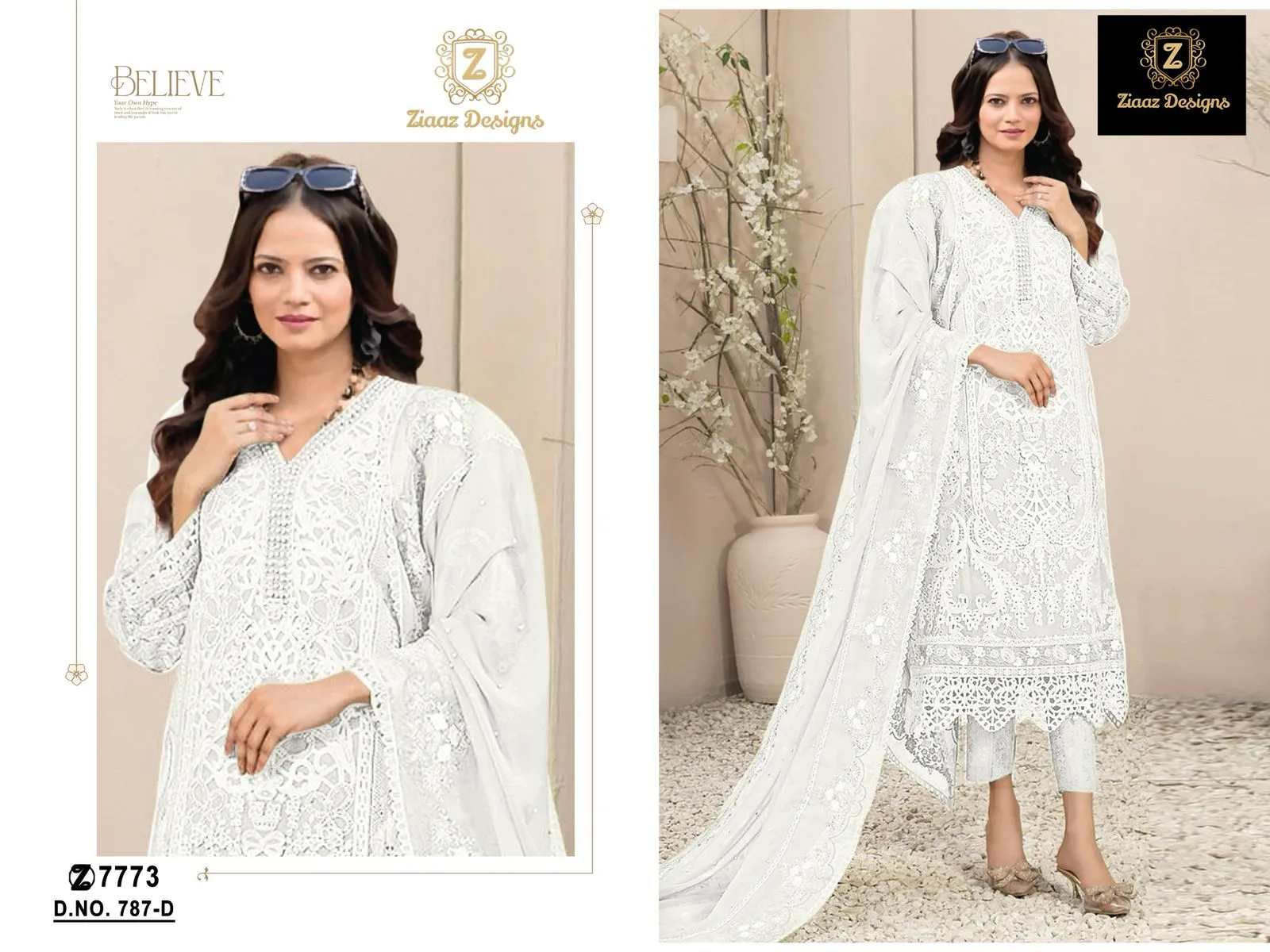 Organza Cut Work Pakistani Suit For Ramzan Eid