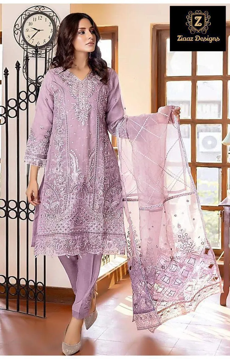 Organza Handwork Pakistani Suit