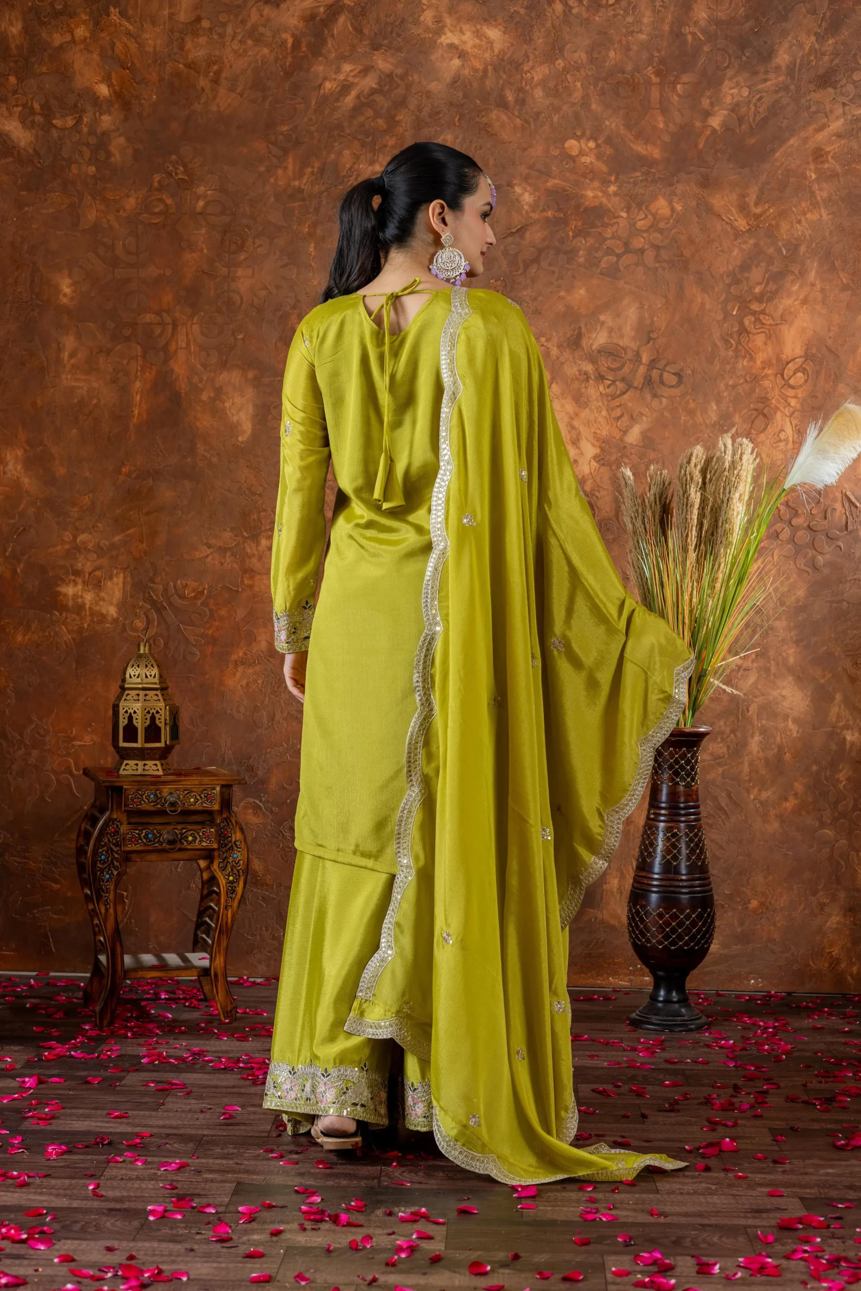 Pakistani  Embroidery Chinon Plazzo Salwar Ethnic Suit