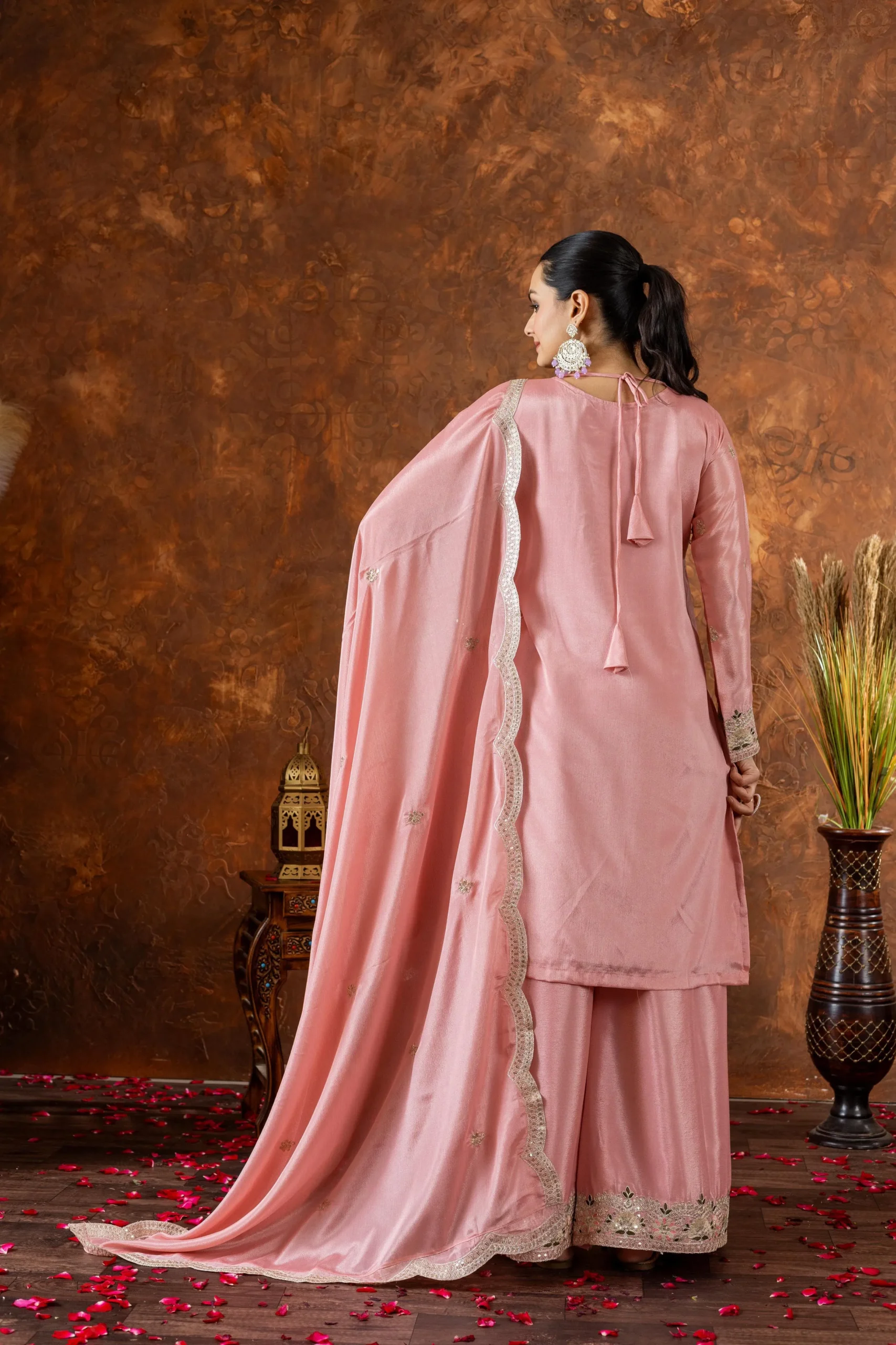 Pakistani  Embroidery Chinon Plazzo Salwar Ethnic Suit
