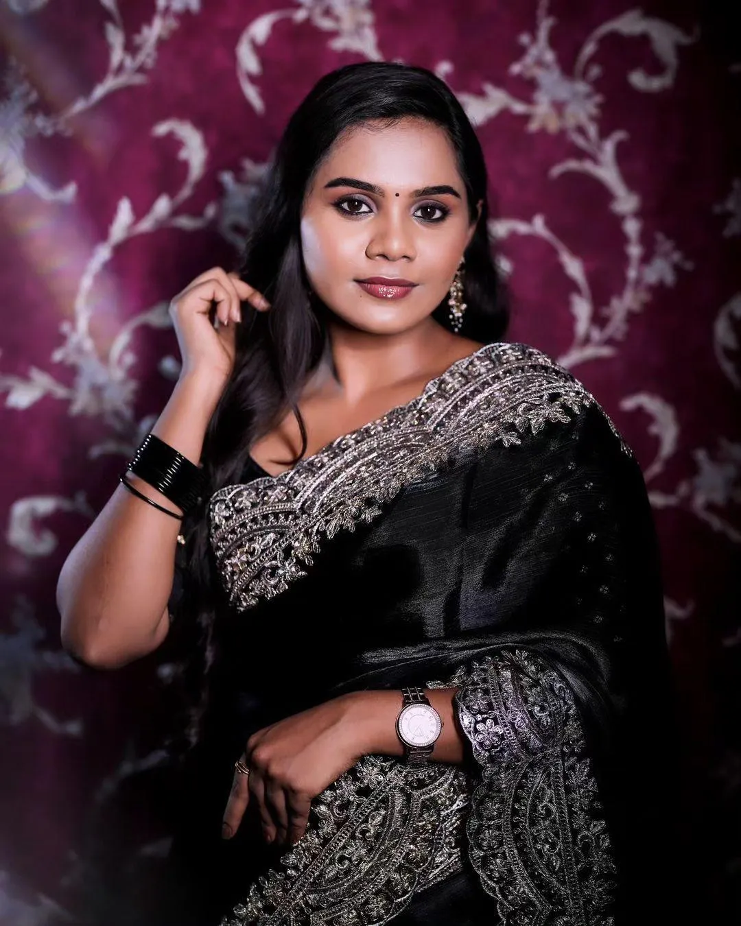 Party Wear Black Organza saree