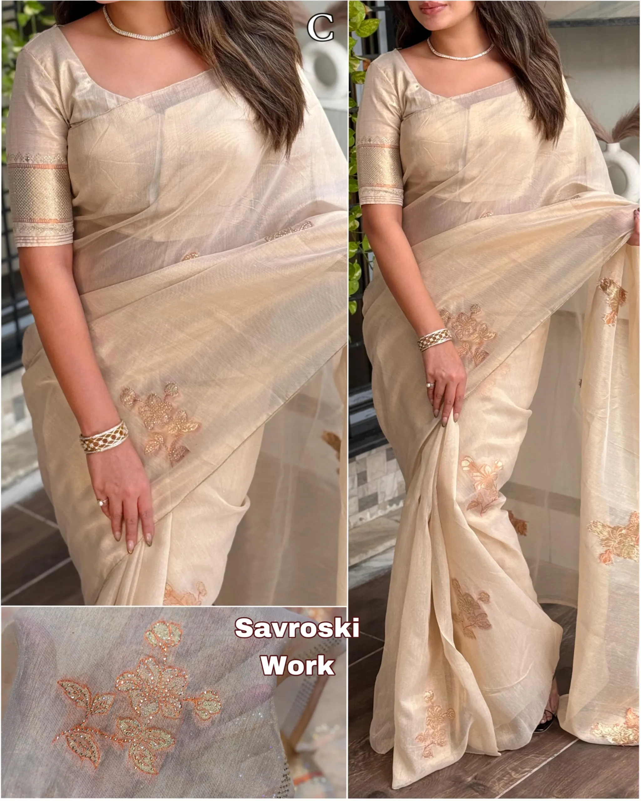 Pastel Shade Organza Saree Wedding Wear