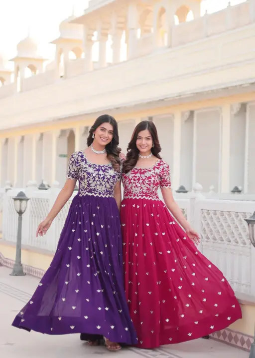 Premium Georgette Heavy Embroidery Gown