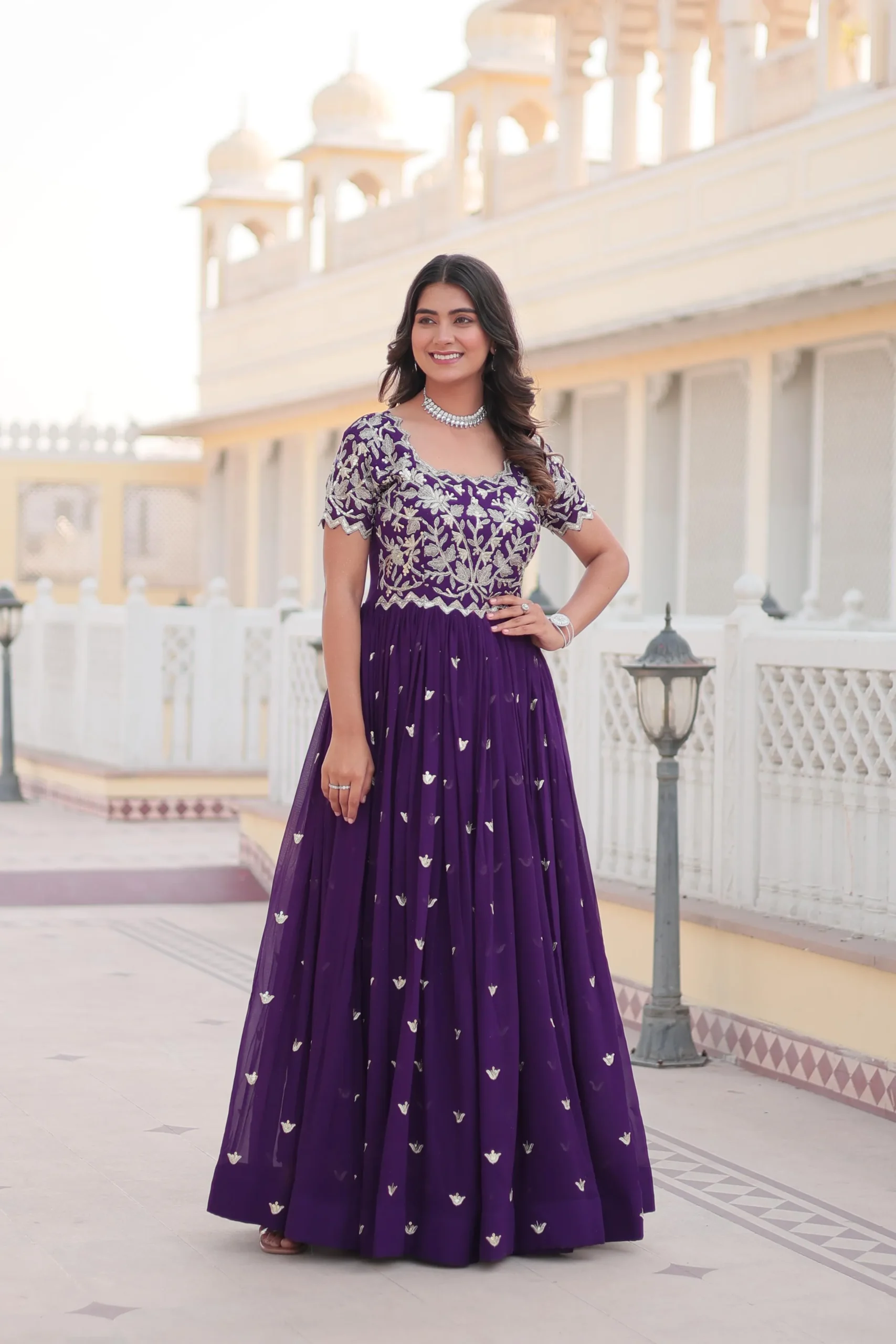Premium Georgette Heavy Embroidery Gown