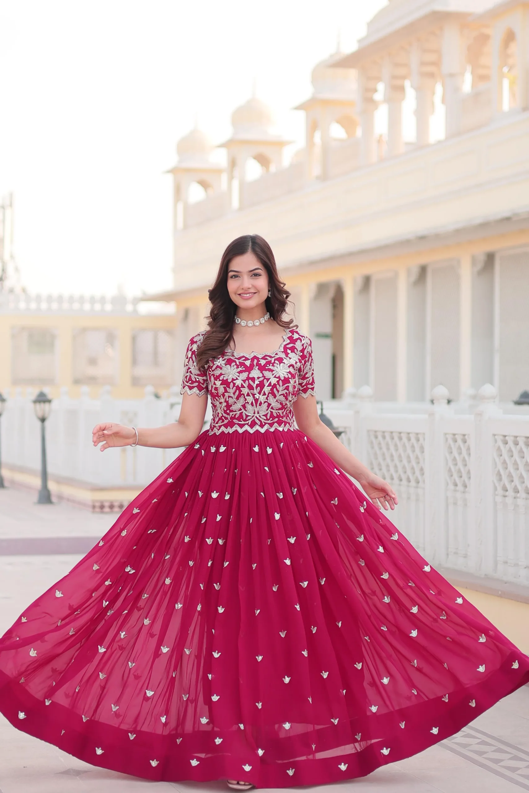 Premium Georgette Heavy Embroidery Gown