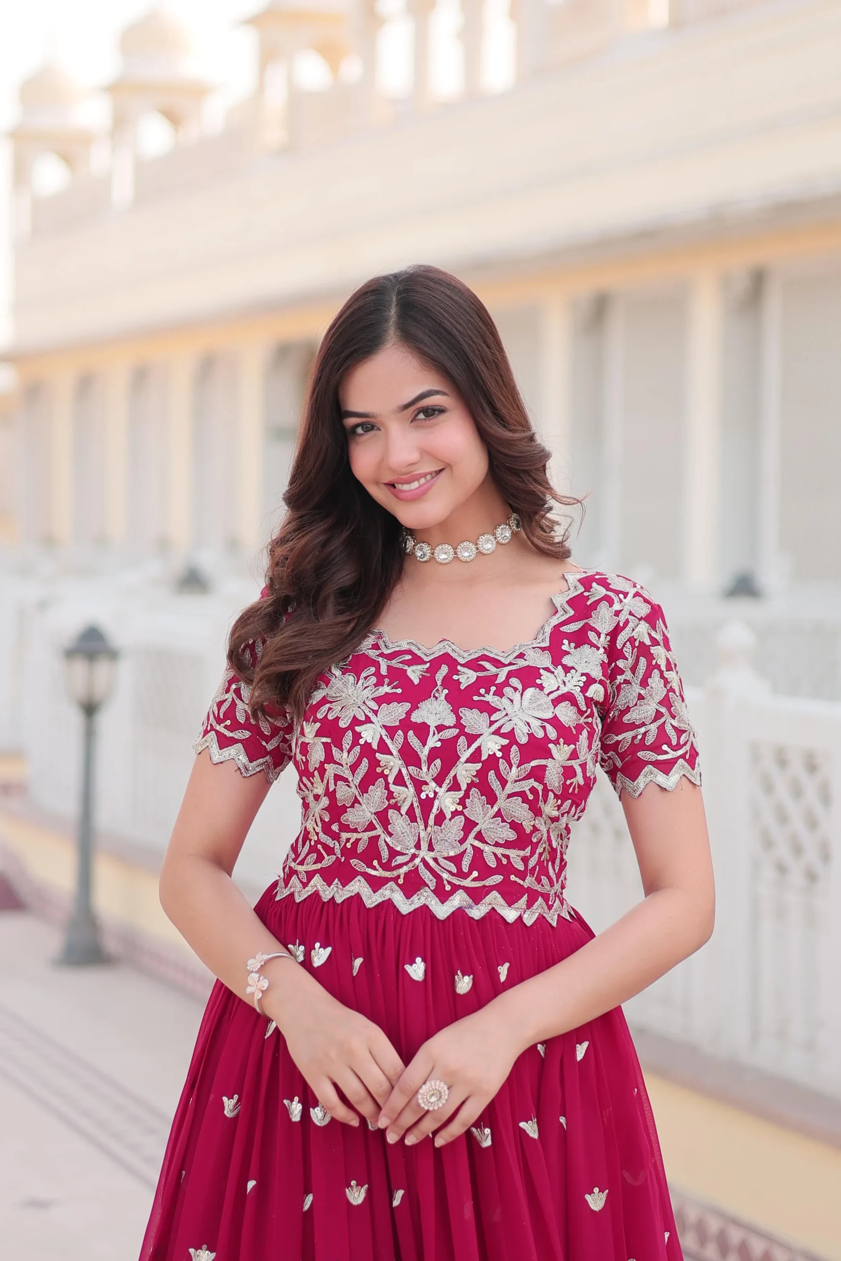 Premium Georgette Heavy Embroidery Gown