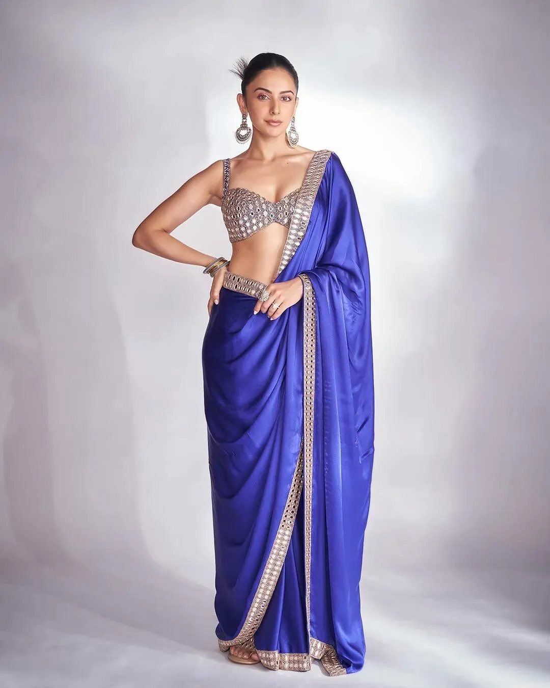 Rakul Preet Singh Royal Blue Bollywood Saree