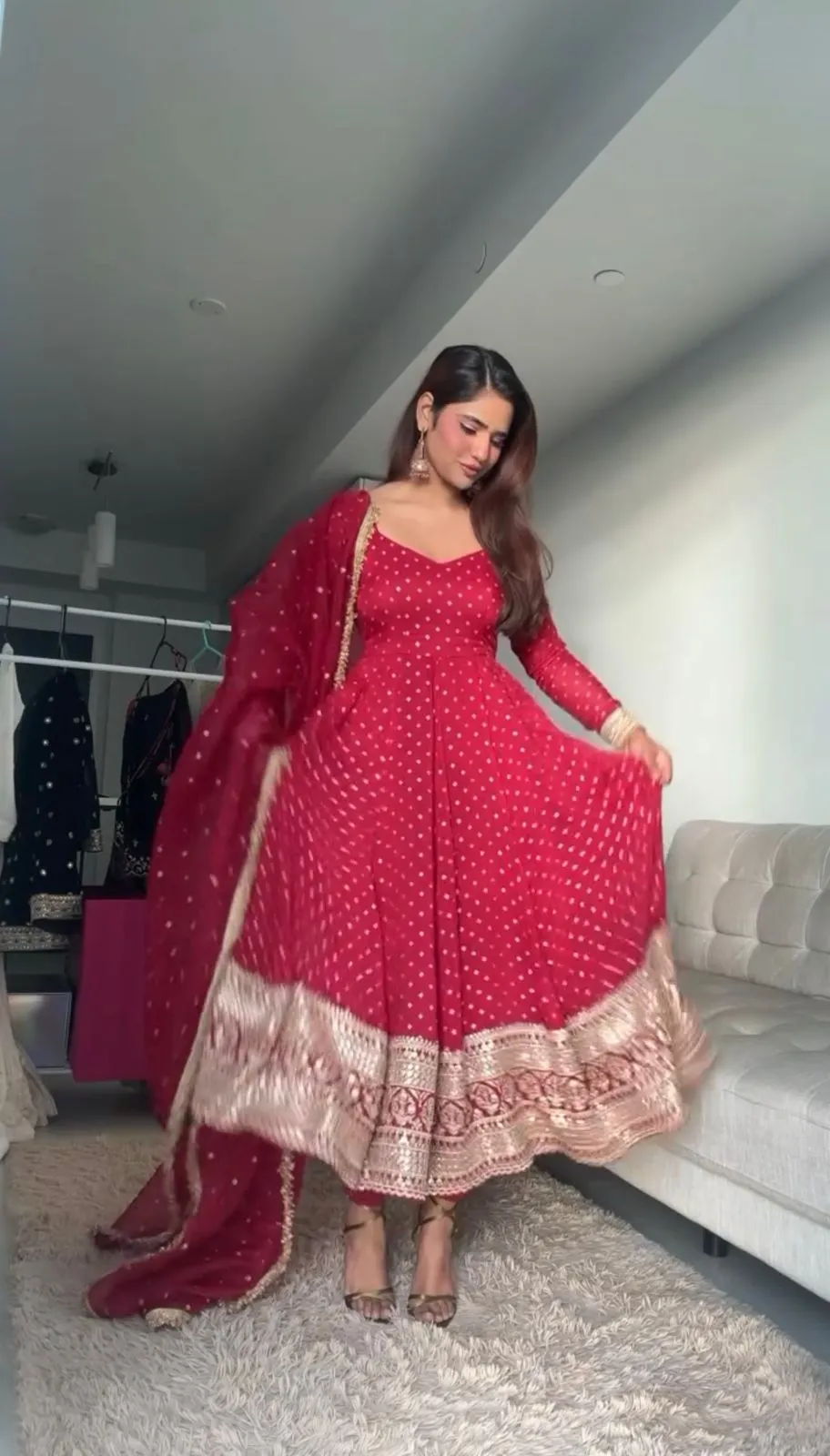 Red Anarkali Salwar Suit For Ramzan Eid