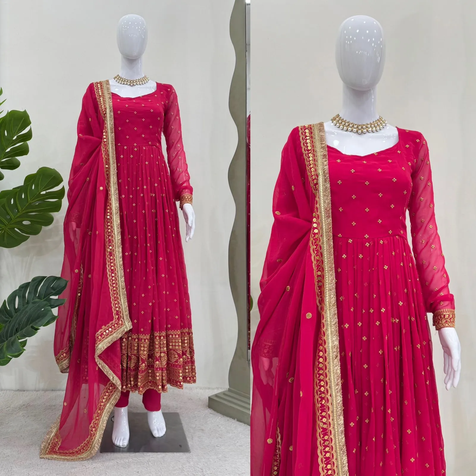 Red Anarkali Salwar Suit For Ramzan Eid