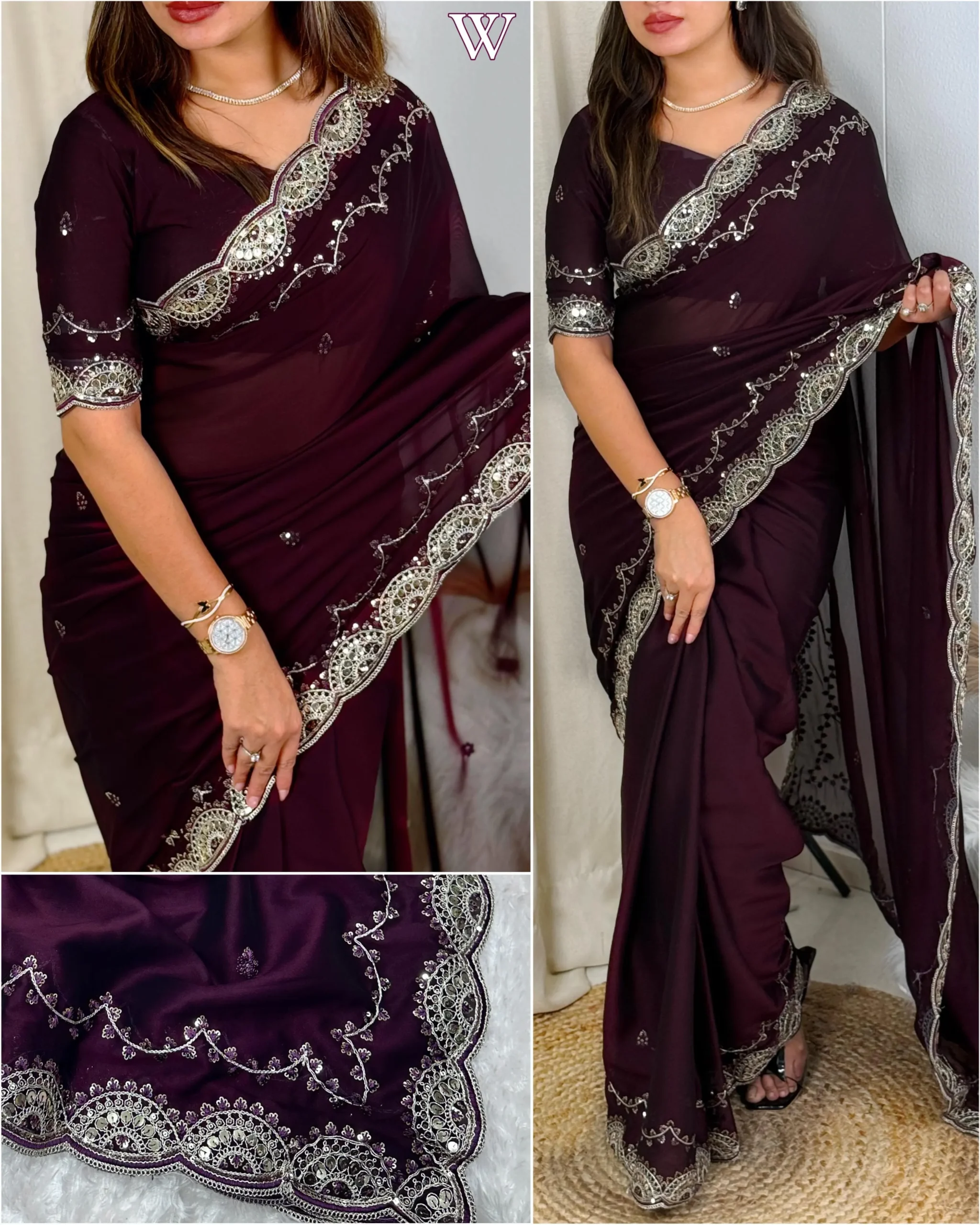 Rich Party Wear Border Saree For Women