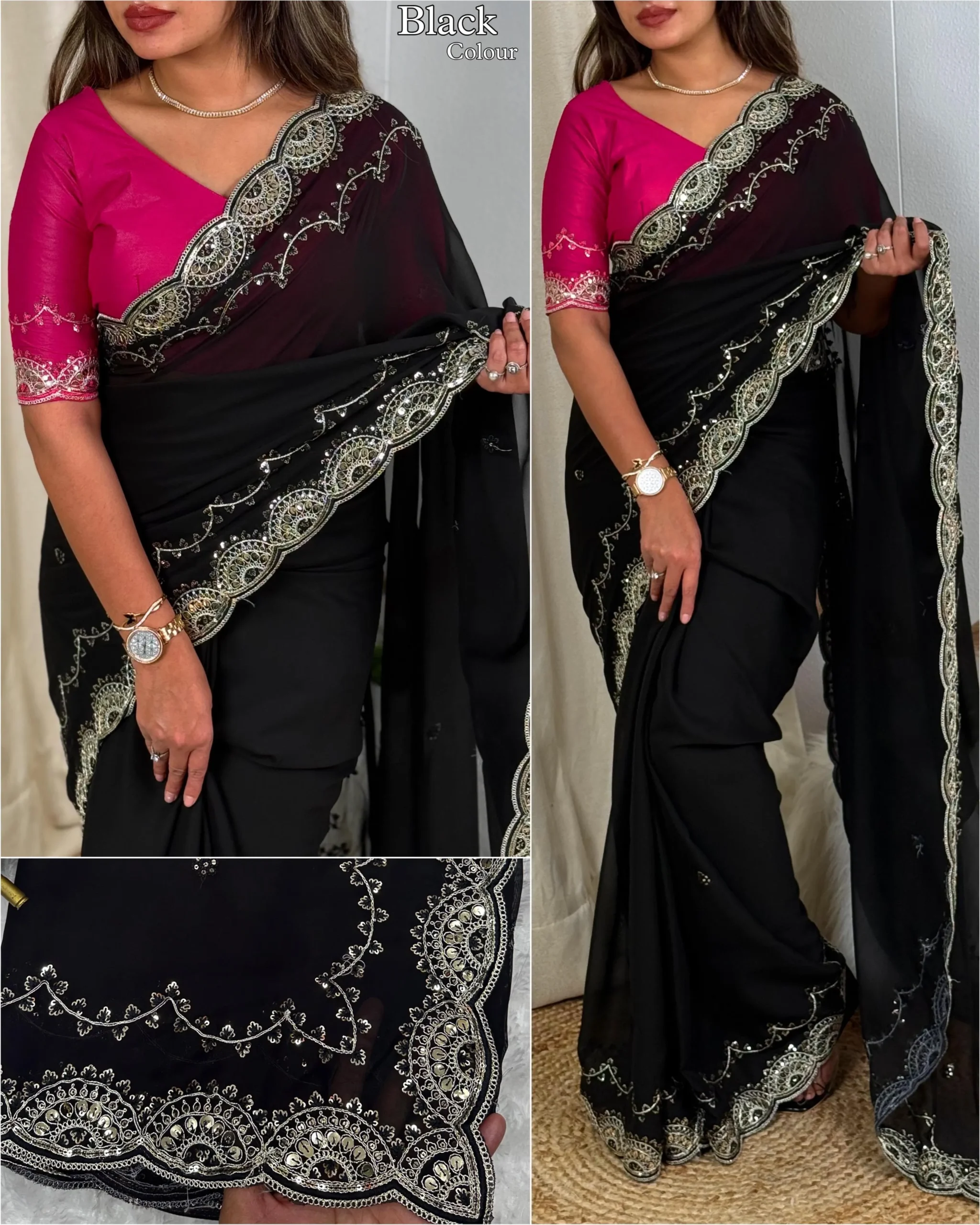 Rich Party Wear Border Saree For Women