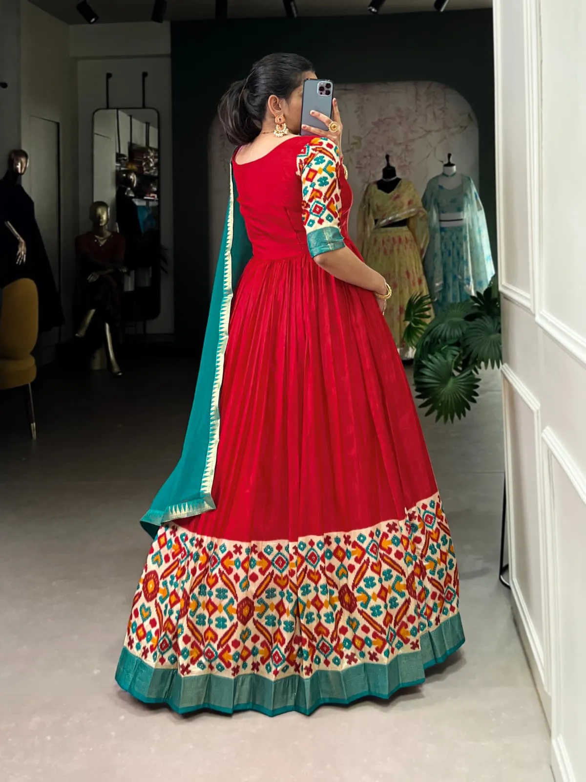 Silk Printed Gown With Dupatta