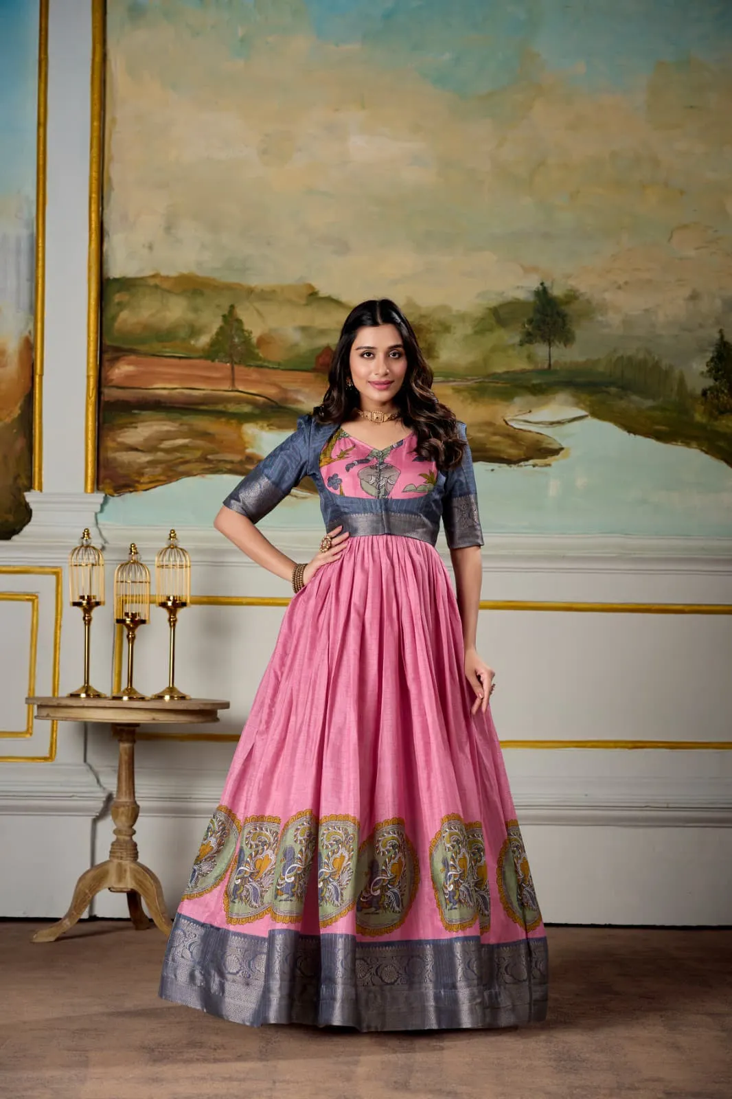 Soft Dola Silk Wedding Gown With Koti