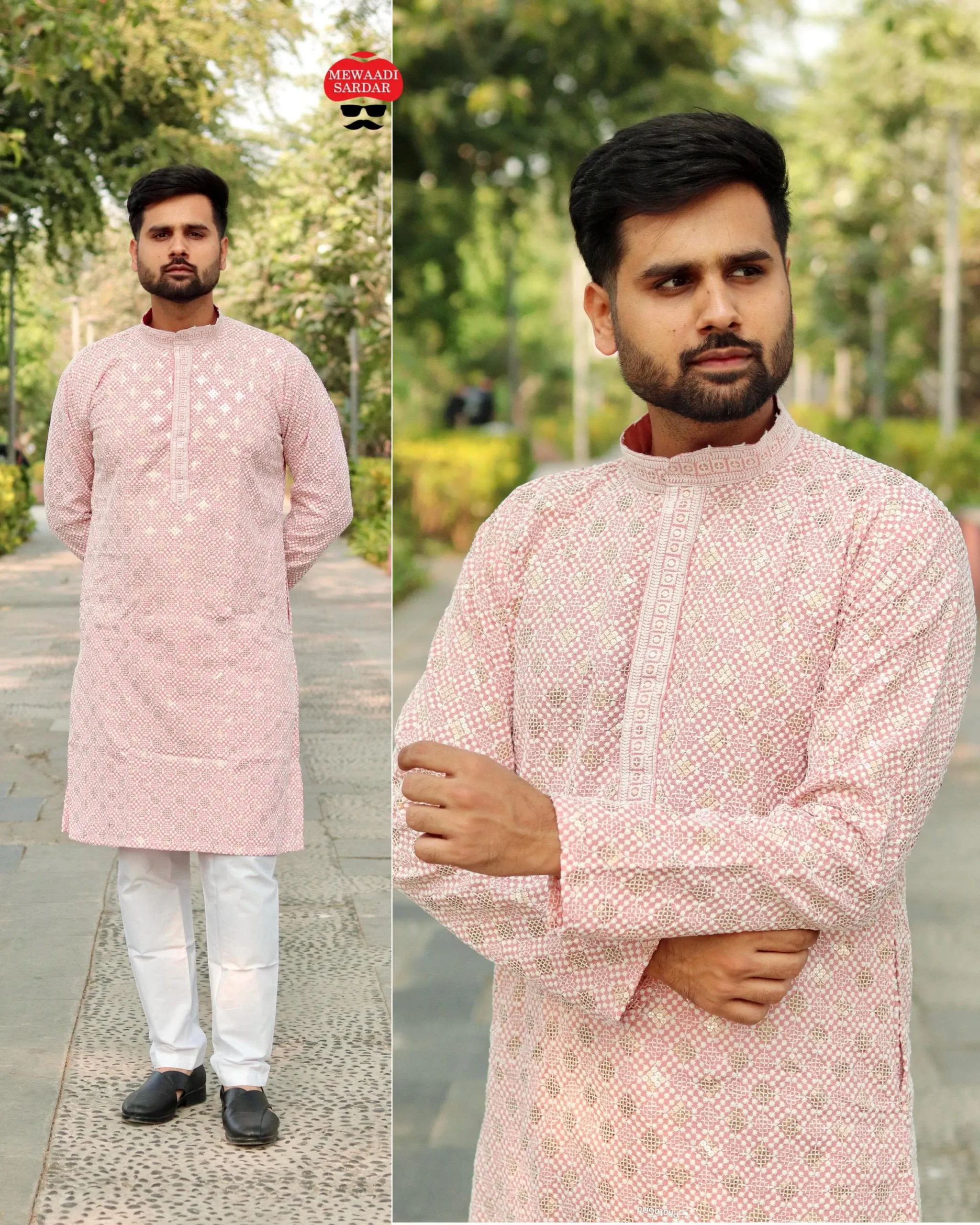 Stylish Embroidery Sequence Work Mens Kurta