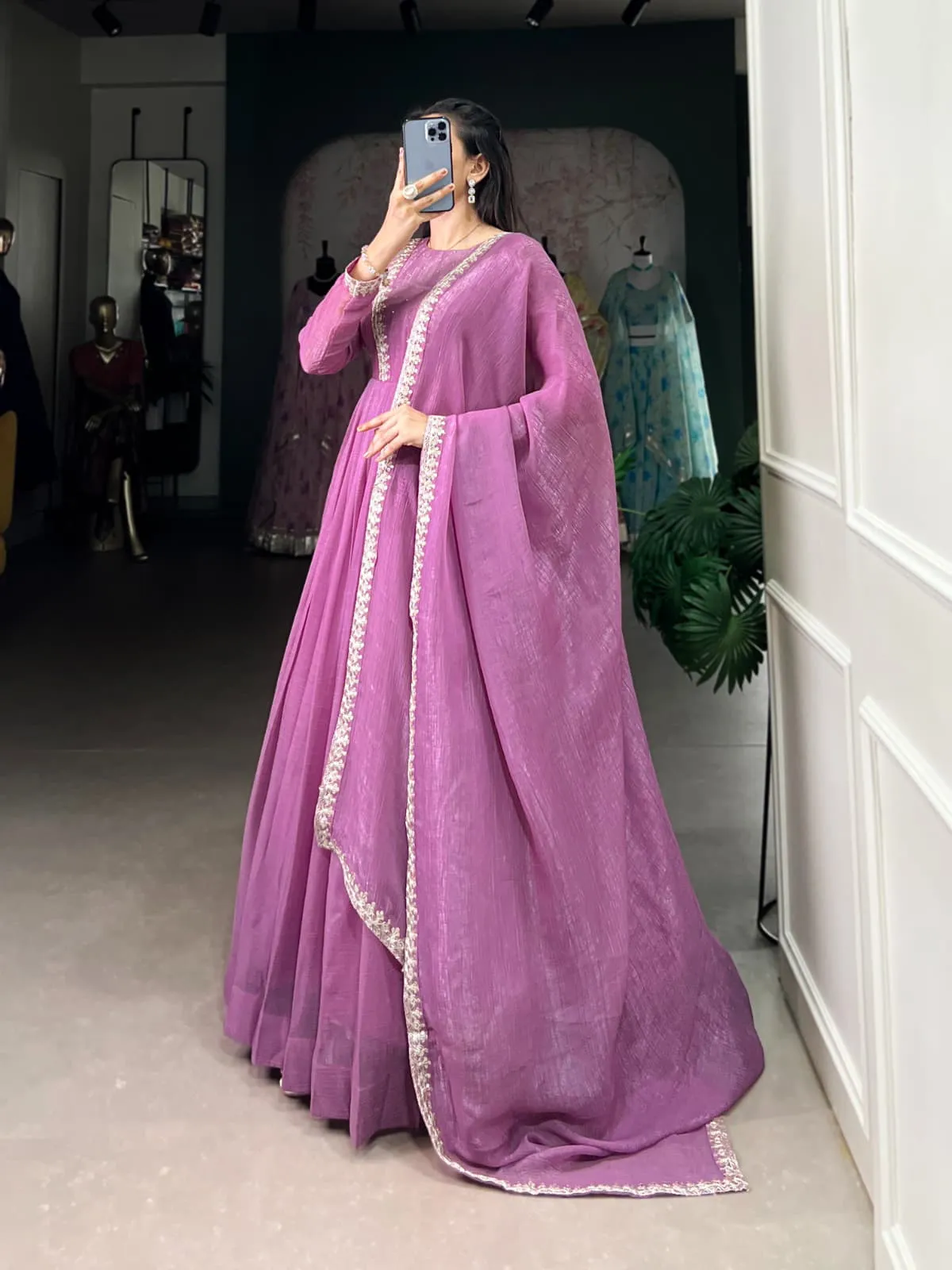 Stylish Ethnic Anarkali Gown With Dupatta