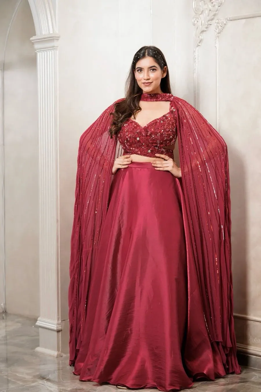 Stylish Red Sangeet Lehenga Choli