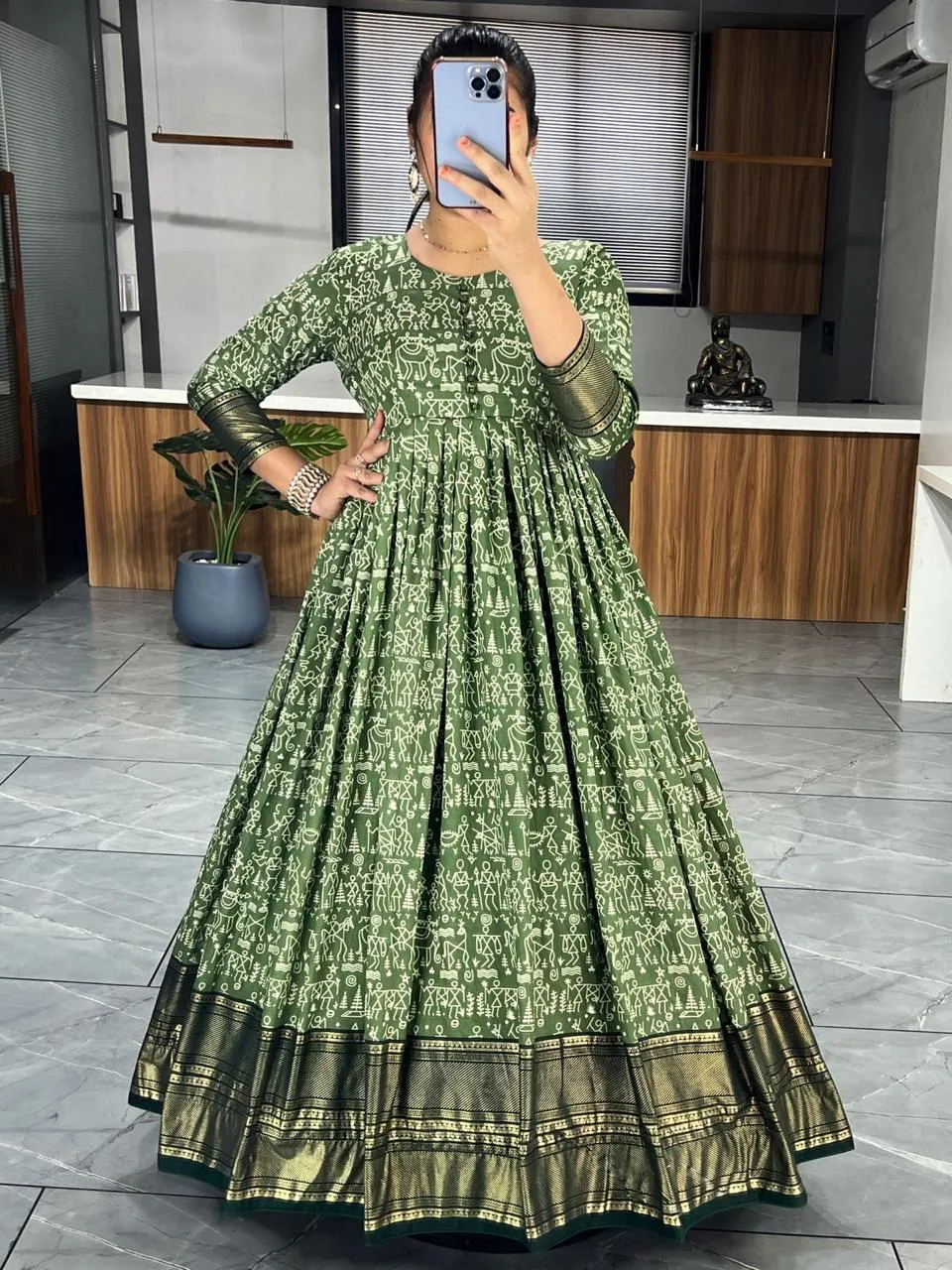 Trendy Tussar Silk Kalamkari Gown