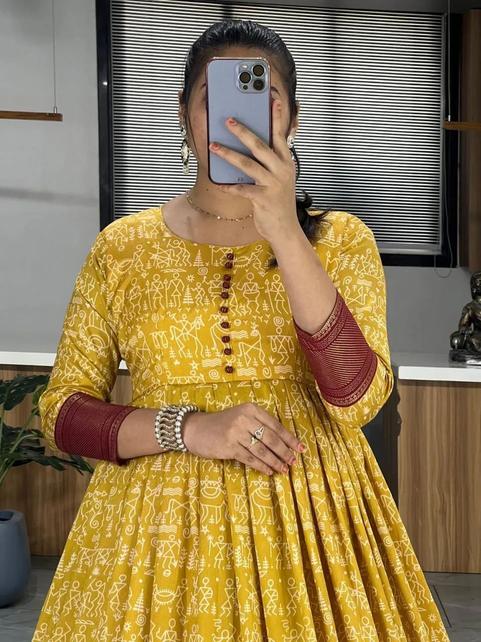 Trendy Tussar Silk Kalamkari Gown