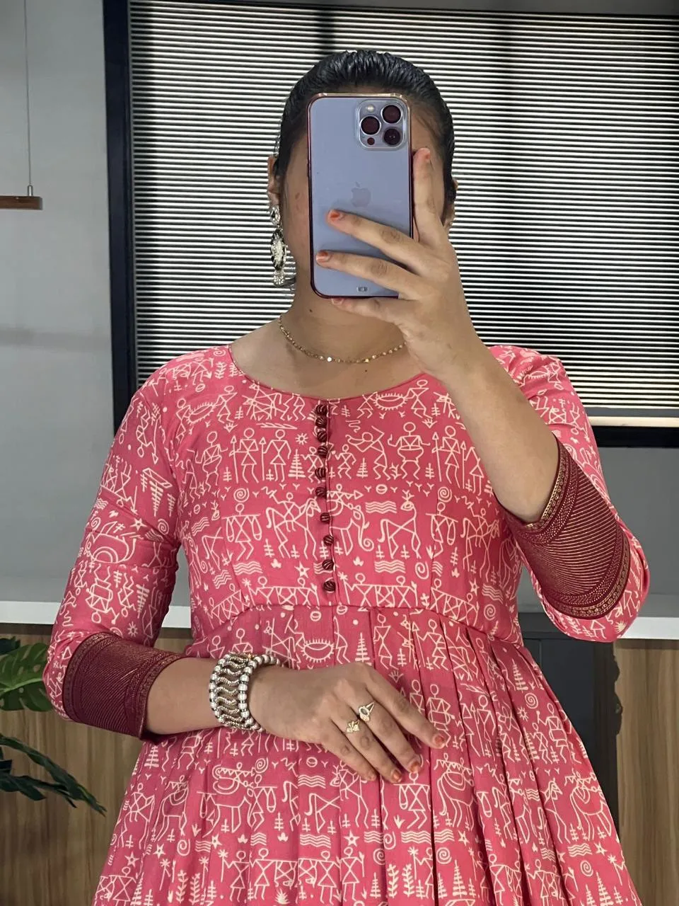 Trendy Tussar Silk Kalamkari Gown