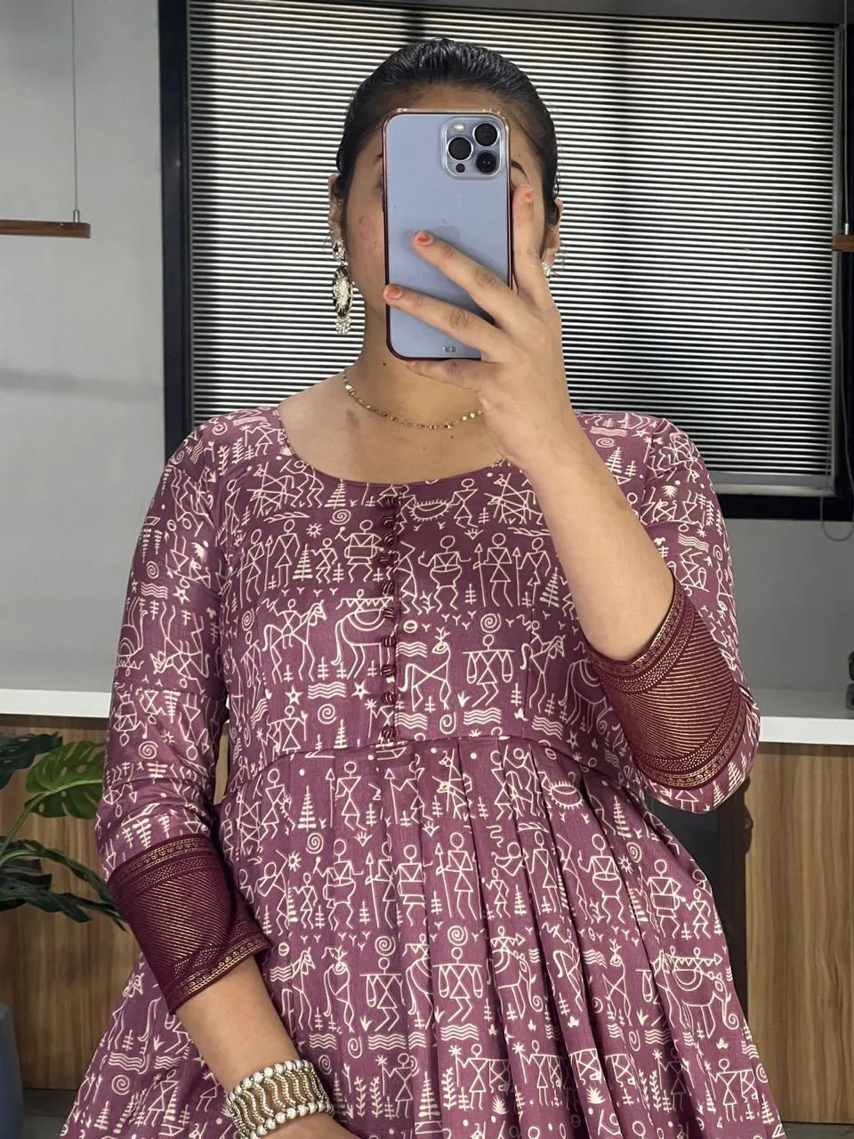 Trendy Tussar Silk Kalamkari Gown